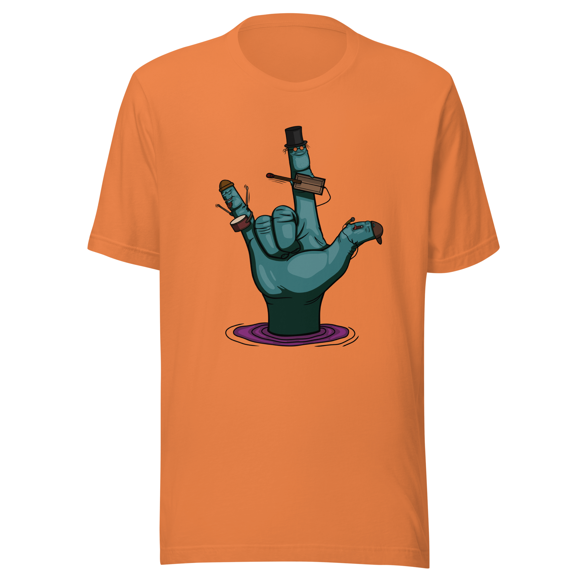 rock and roll hand tee orange