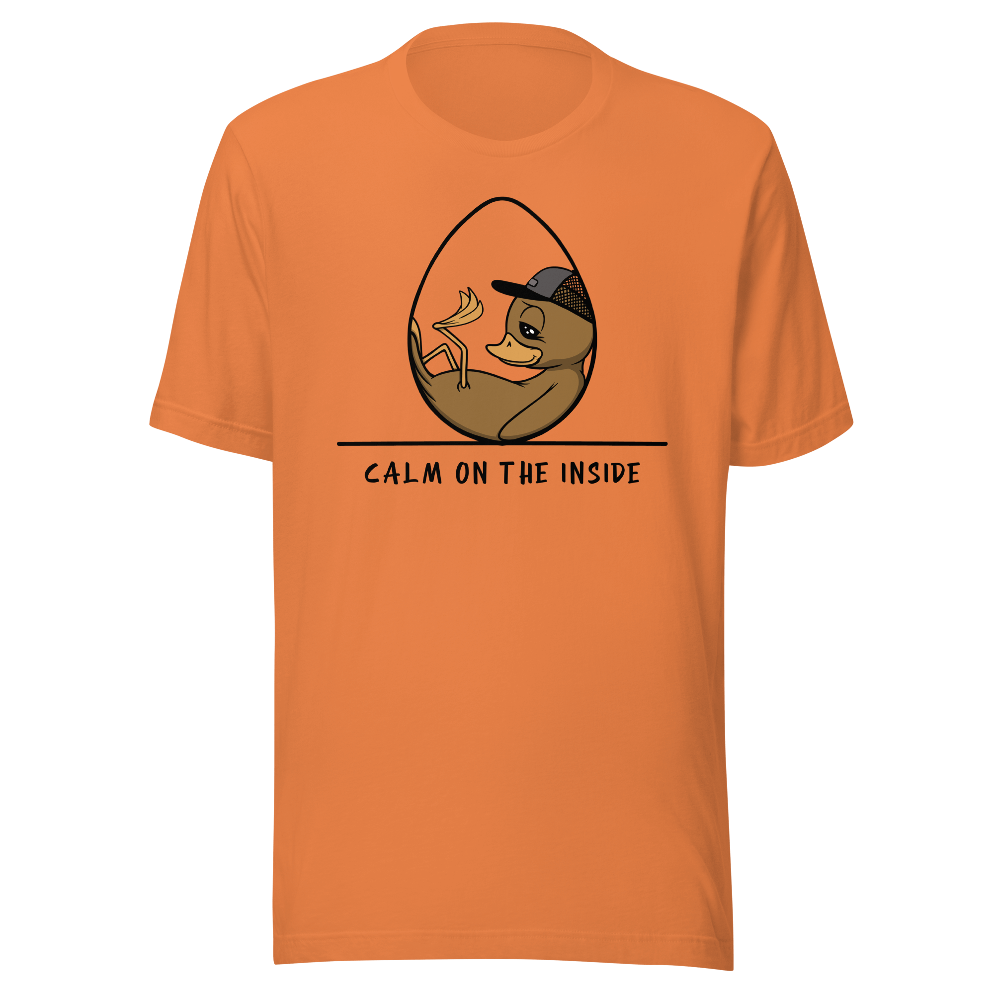 orange t-shirt with cute baby duck on an egg