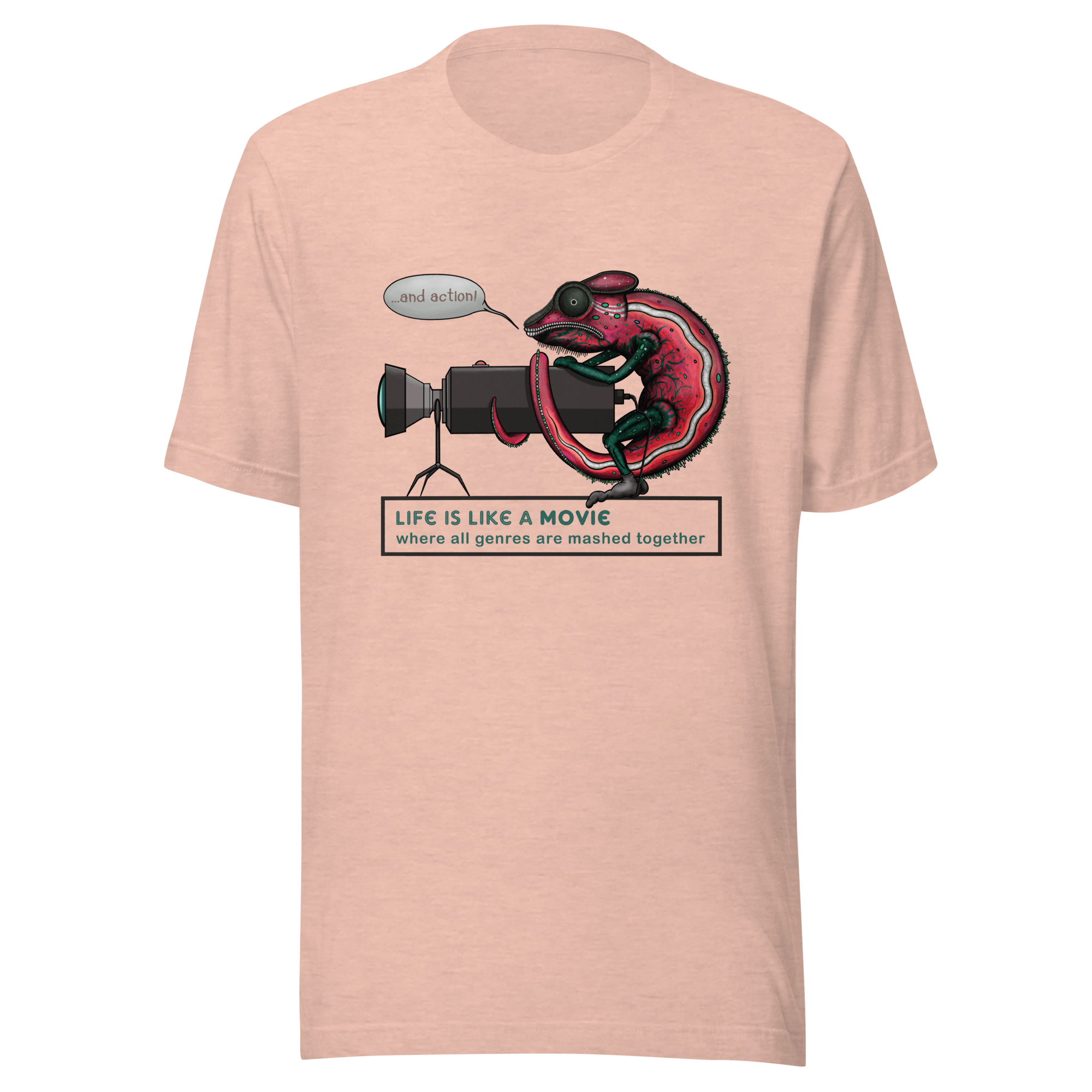 Life is a movie camera pink tee