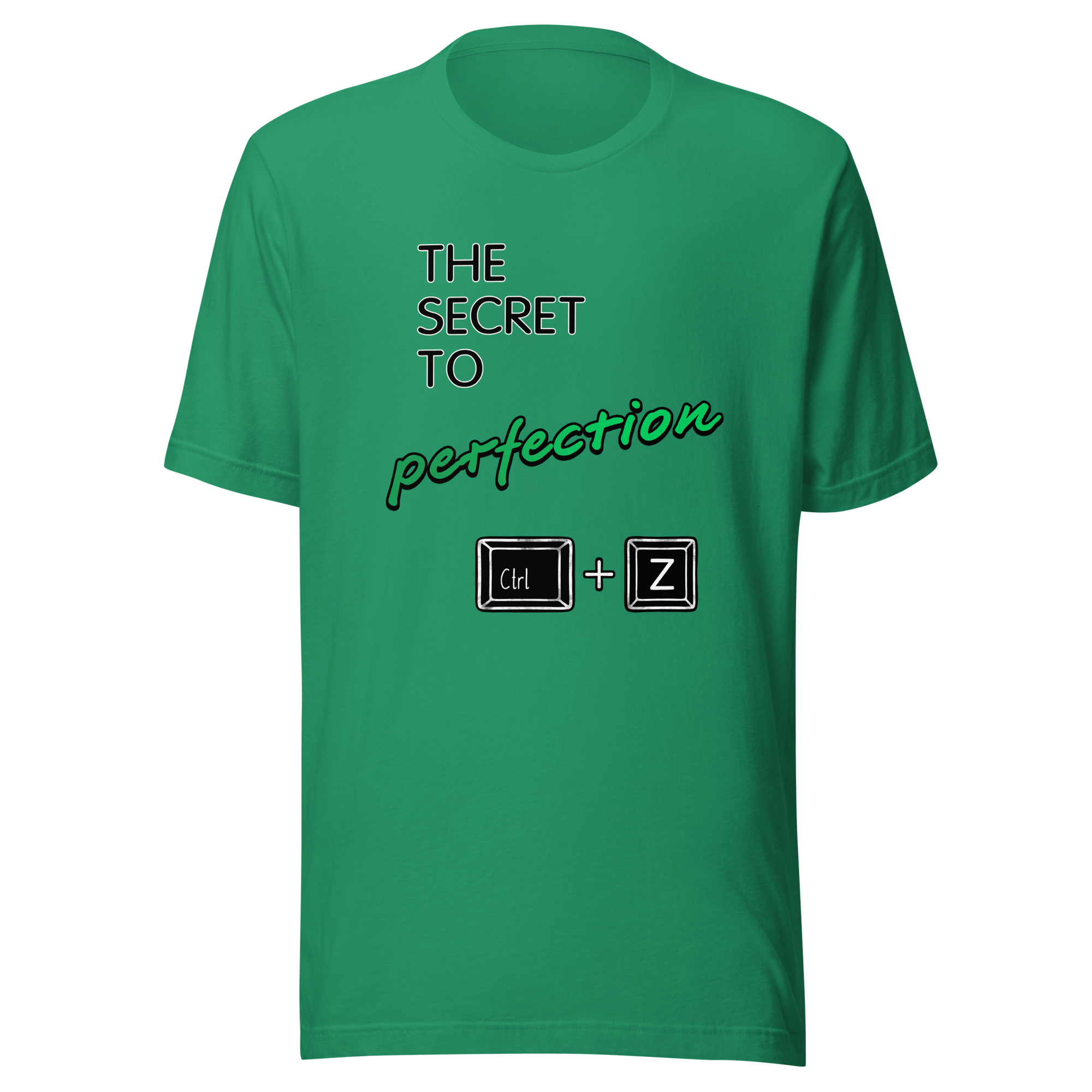 green tee with cartoon PC keyboard shortcuts