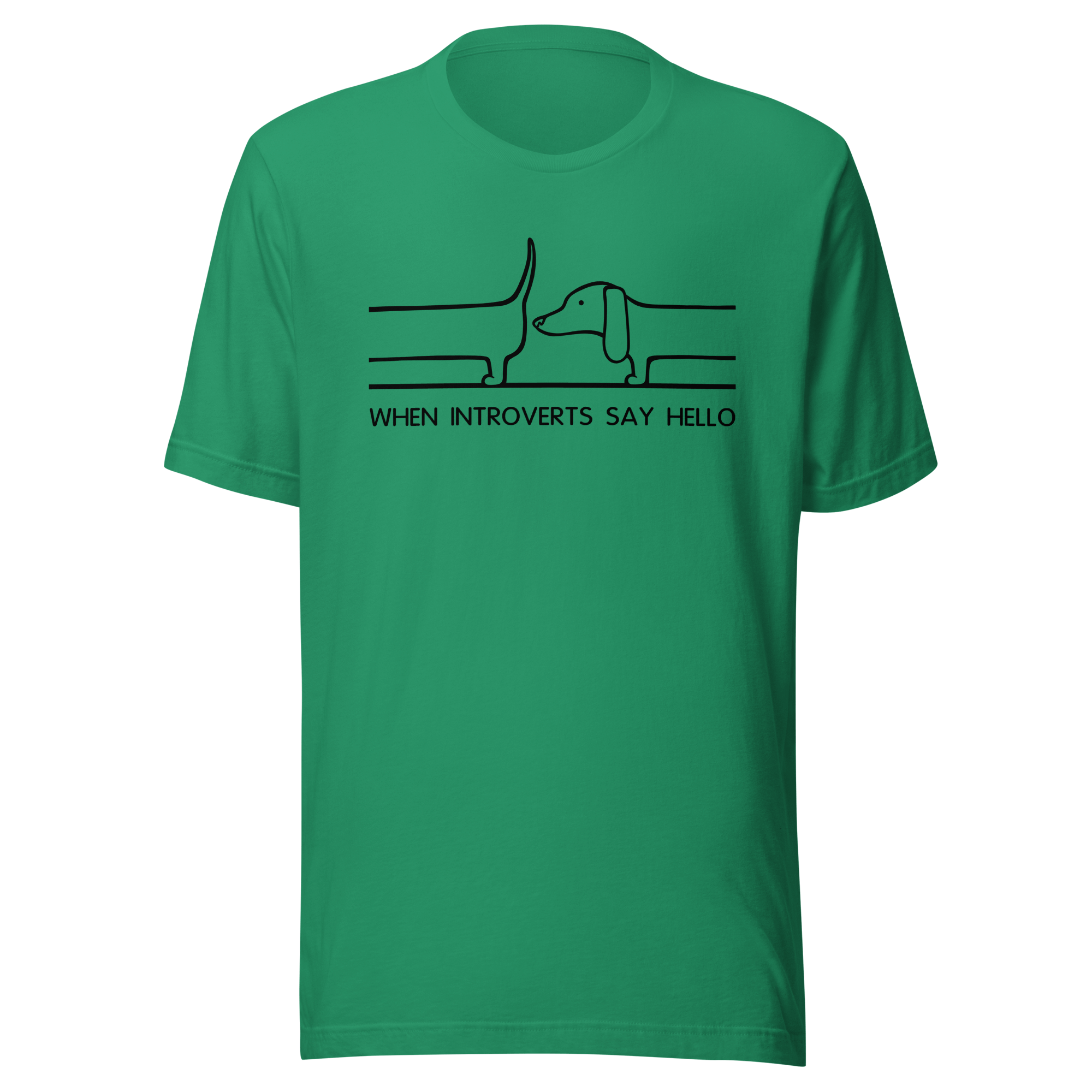 cool dachshund greeting on green tee