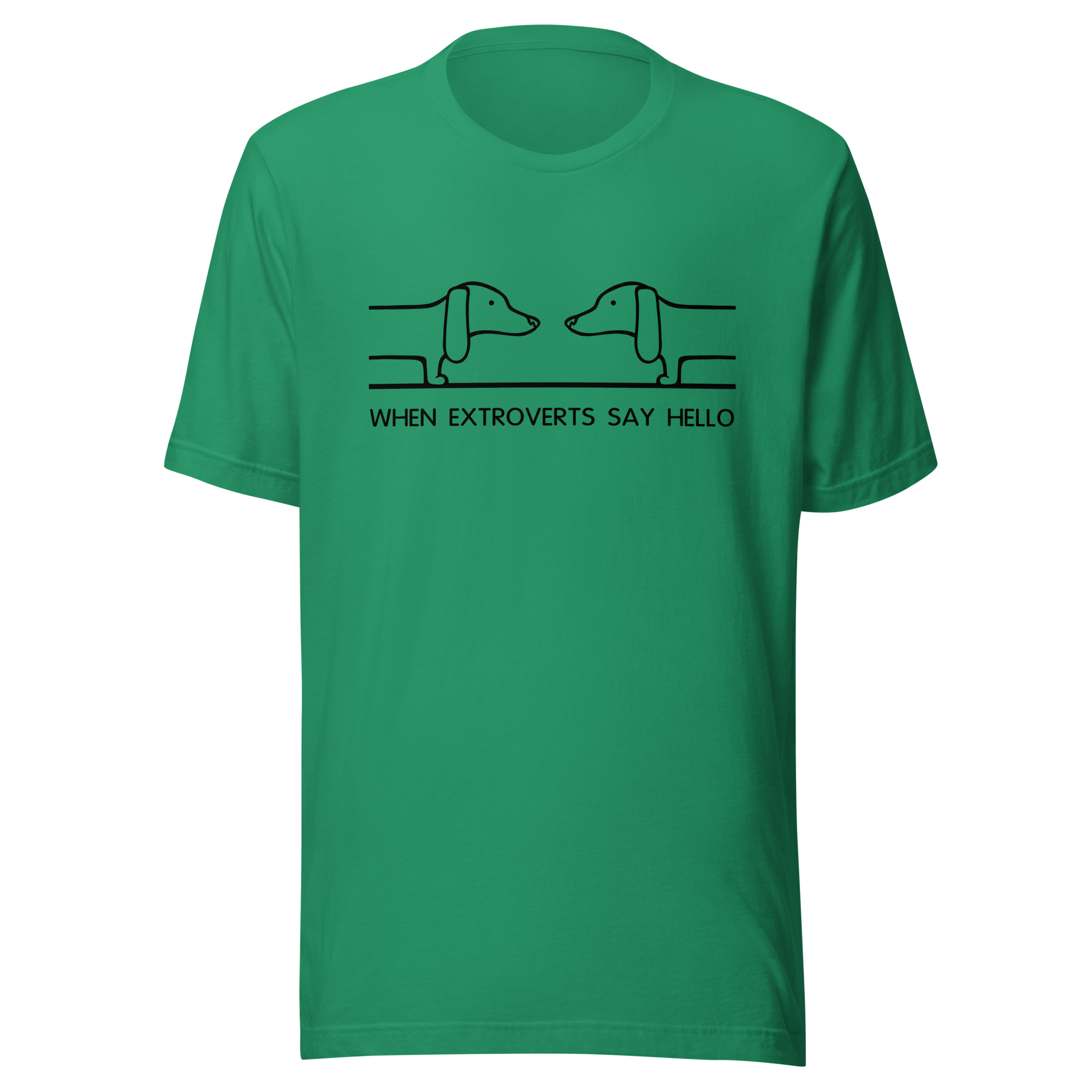 cool dachshund greeting on green tee