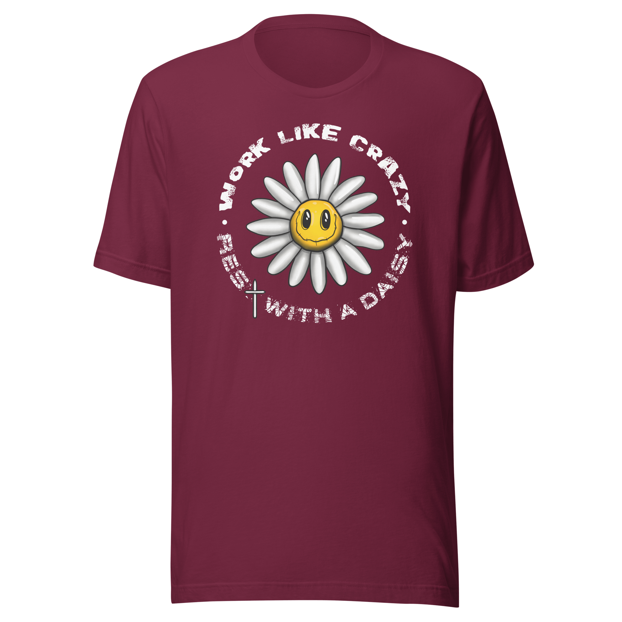 maroon t-shirt with cute daisy flower