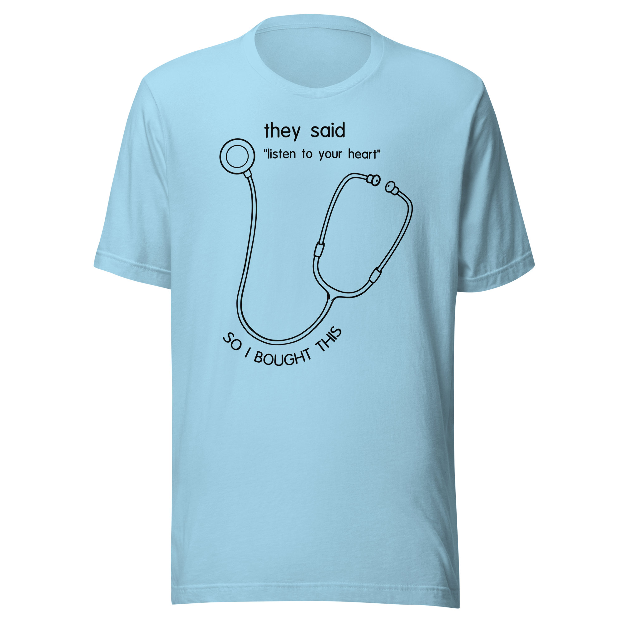 blue doctor humor t-shirt with stethoscope