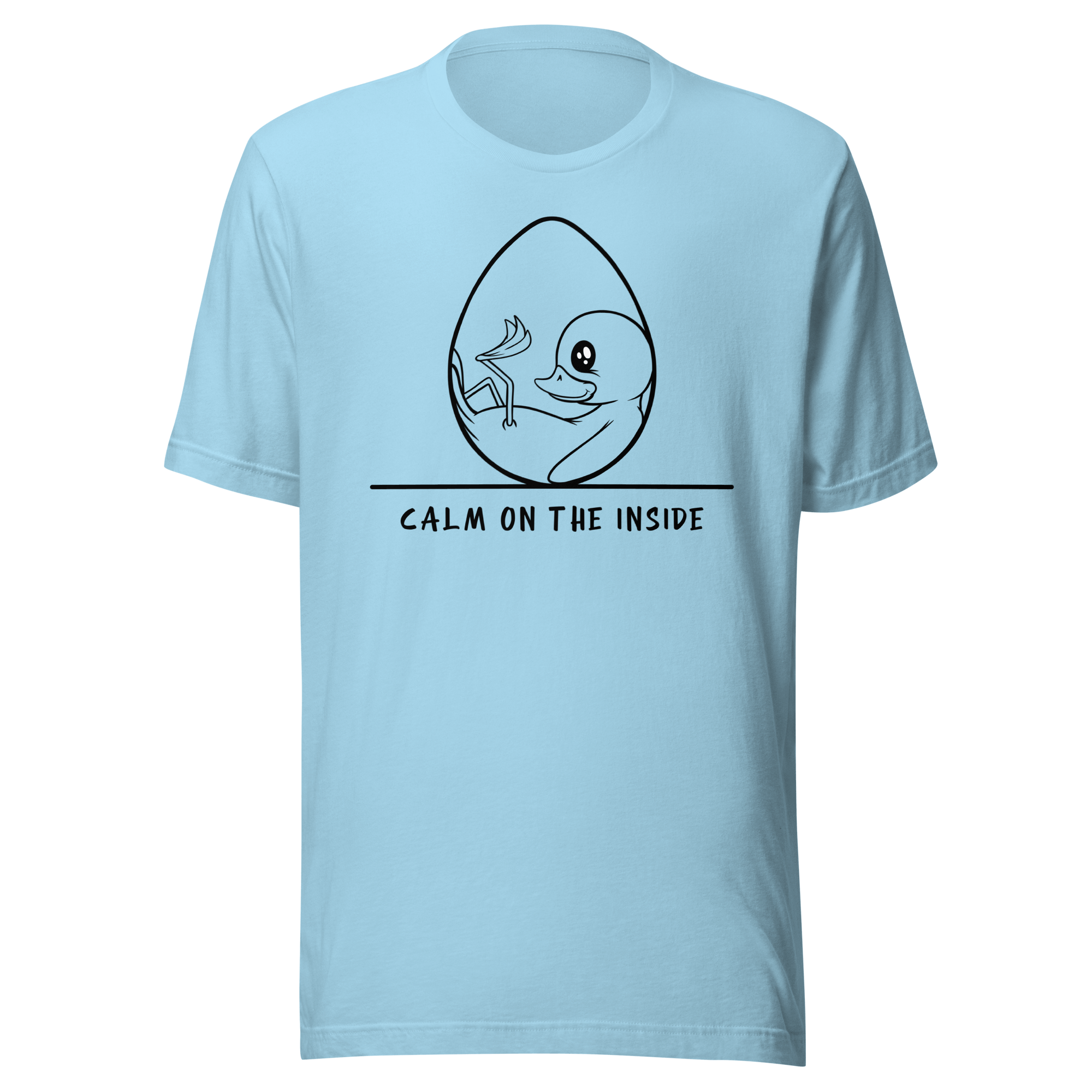 calm on the inside blue t-shirt