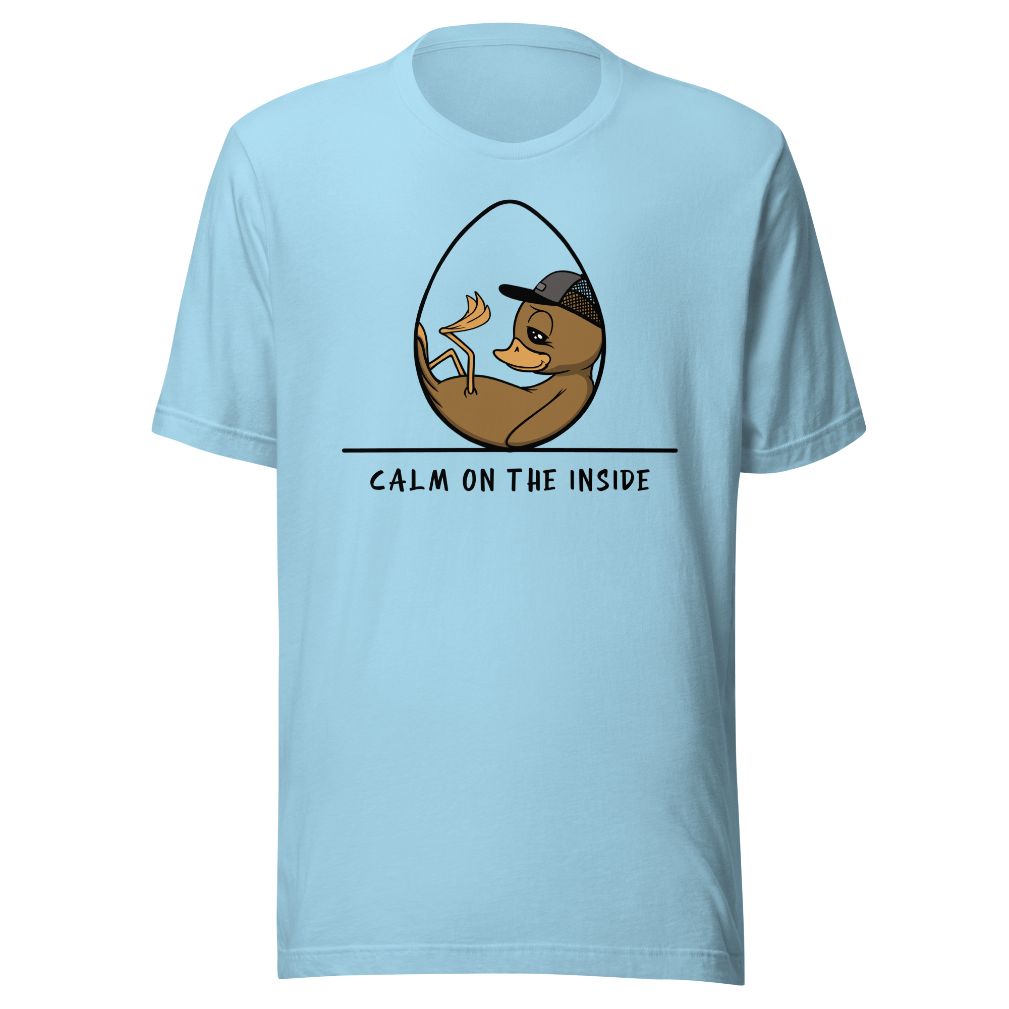 calm on the inside blue t-shirt