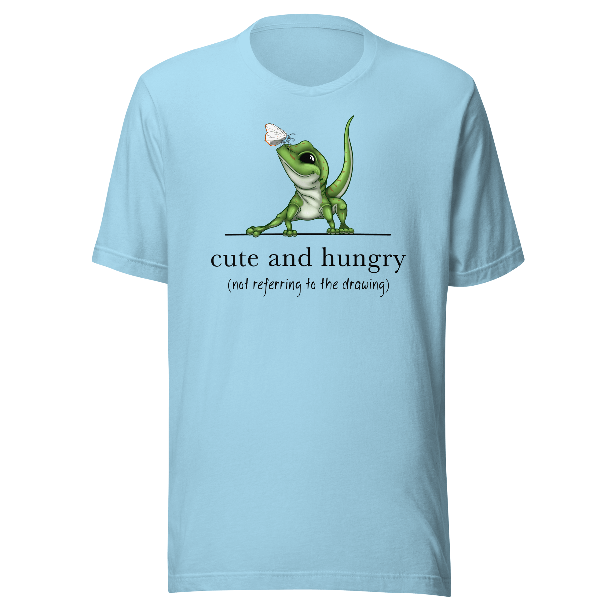 cute gecko reptile design on blue tee