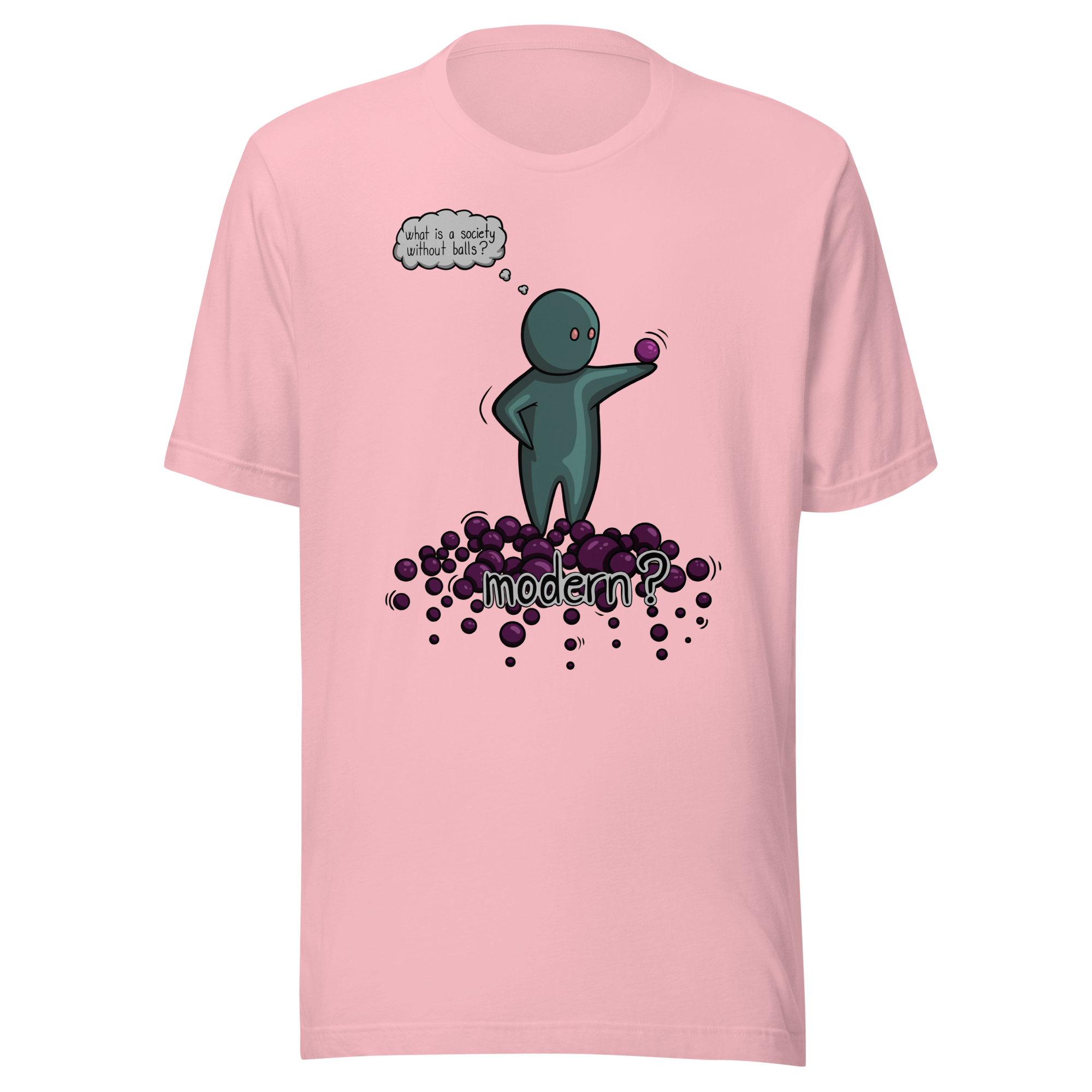 cute cartoon drawing on light pink t-shirt