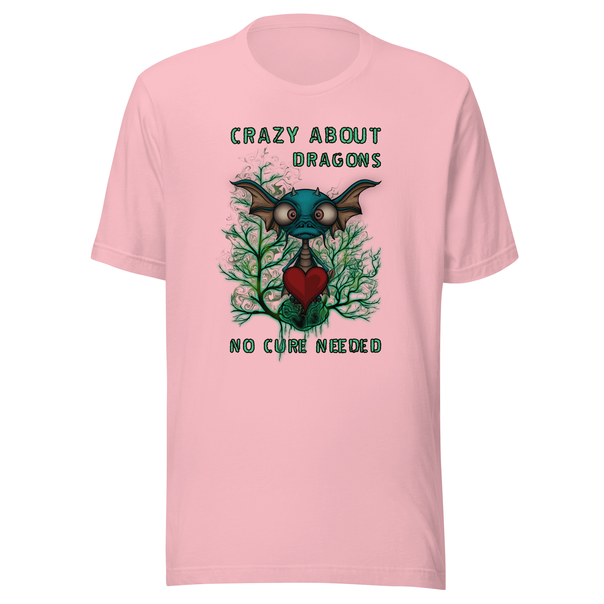 pink t-shirt with a cute baby dragon and a heart