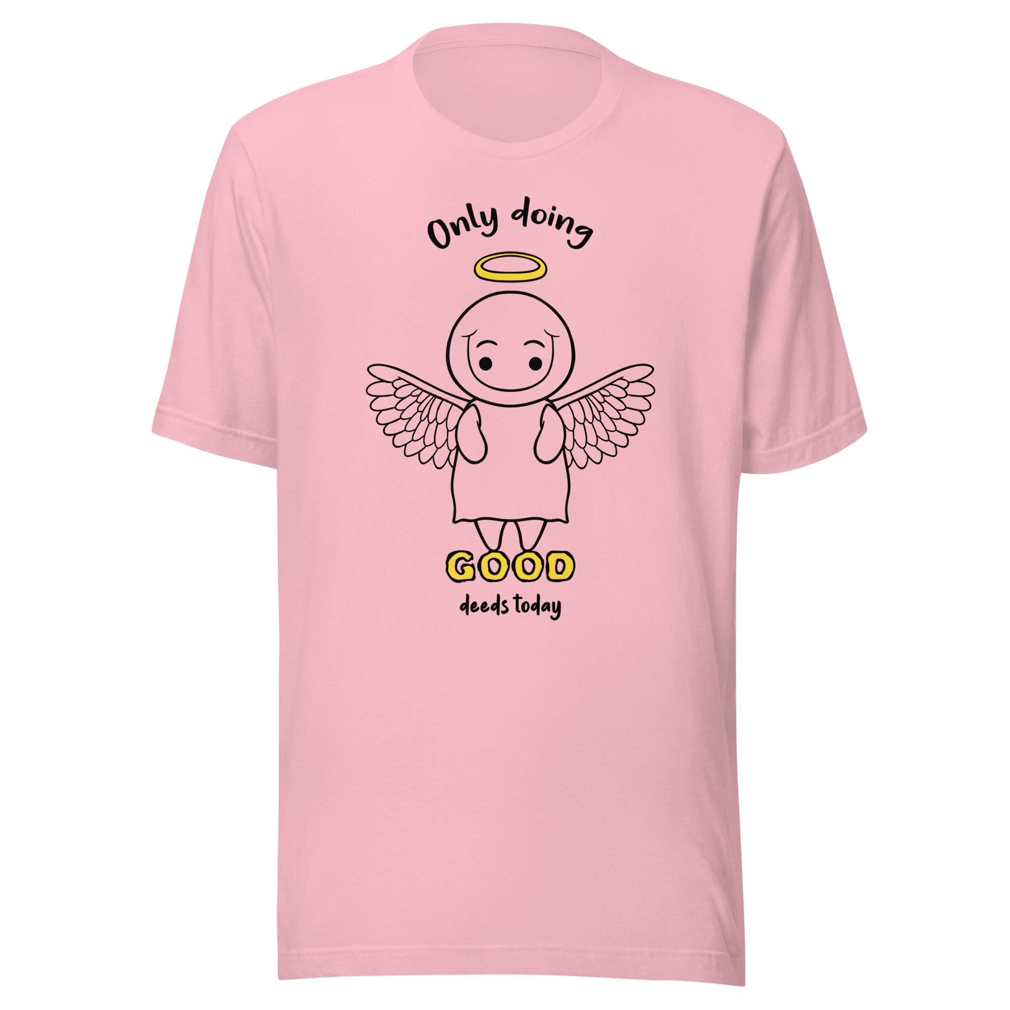 only doing good deeds cartoon tee pink