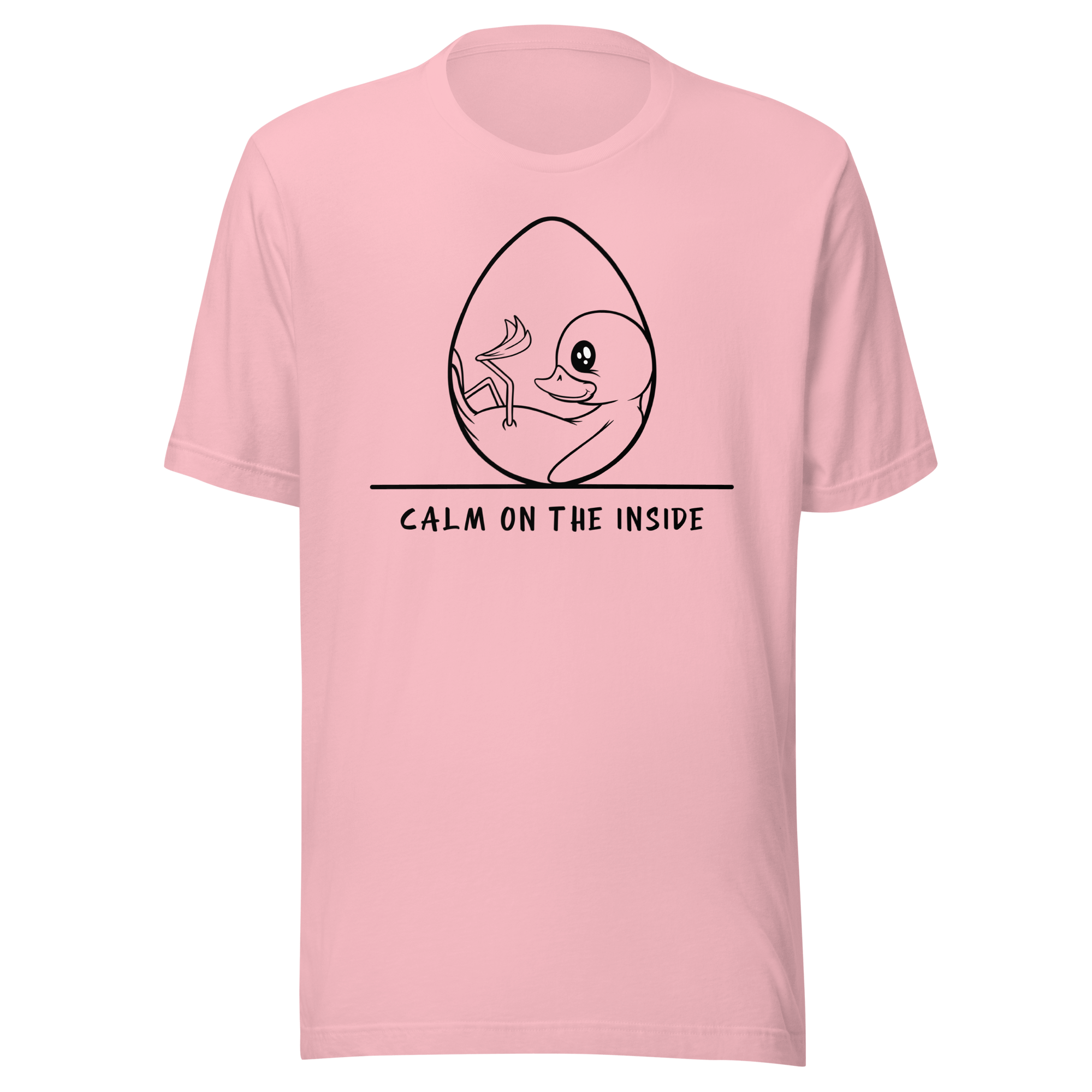 cute duck in cartoon style on pink t-shirt