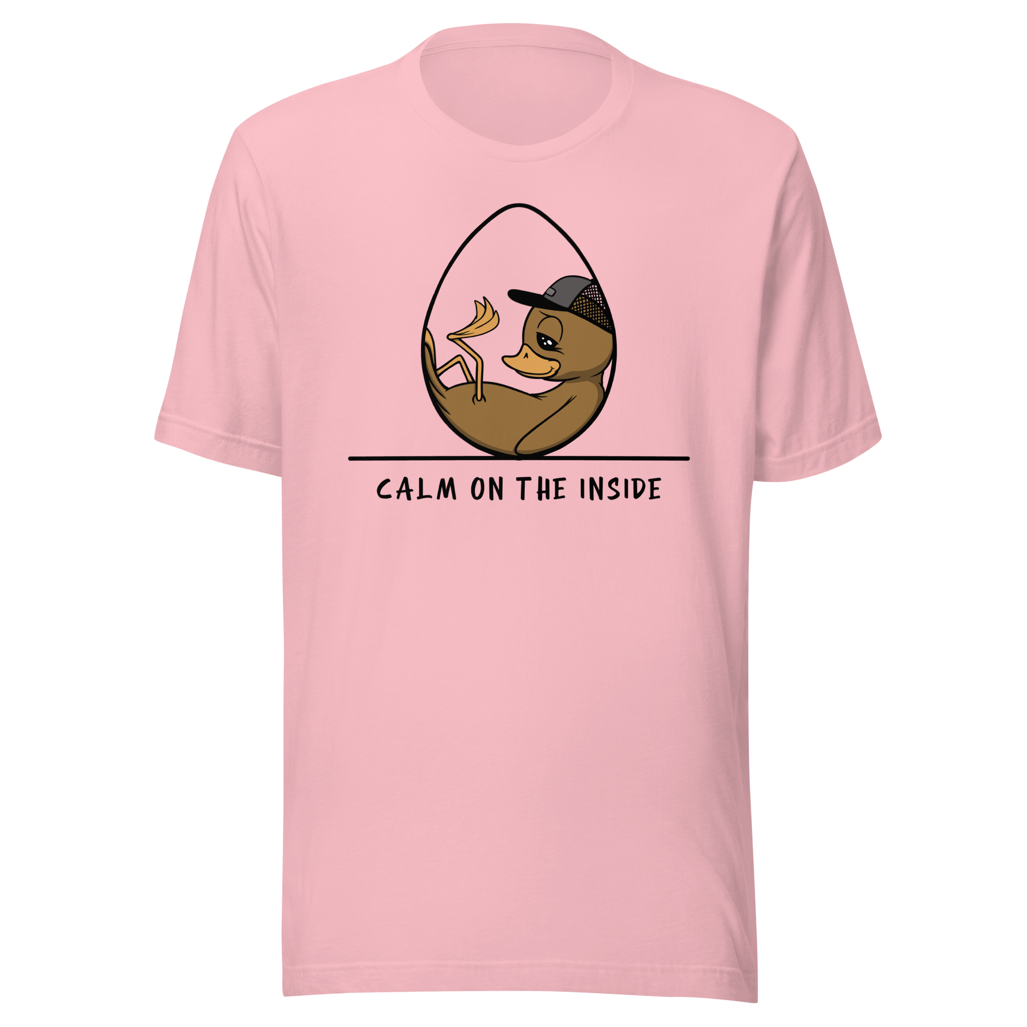 cool duck in cartoon style on pink t-shirt