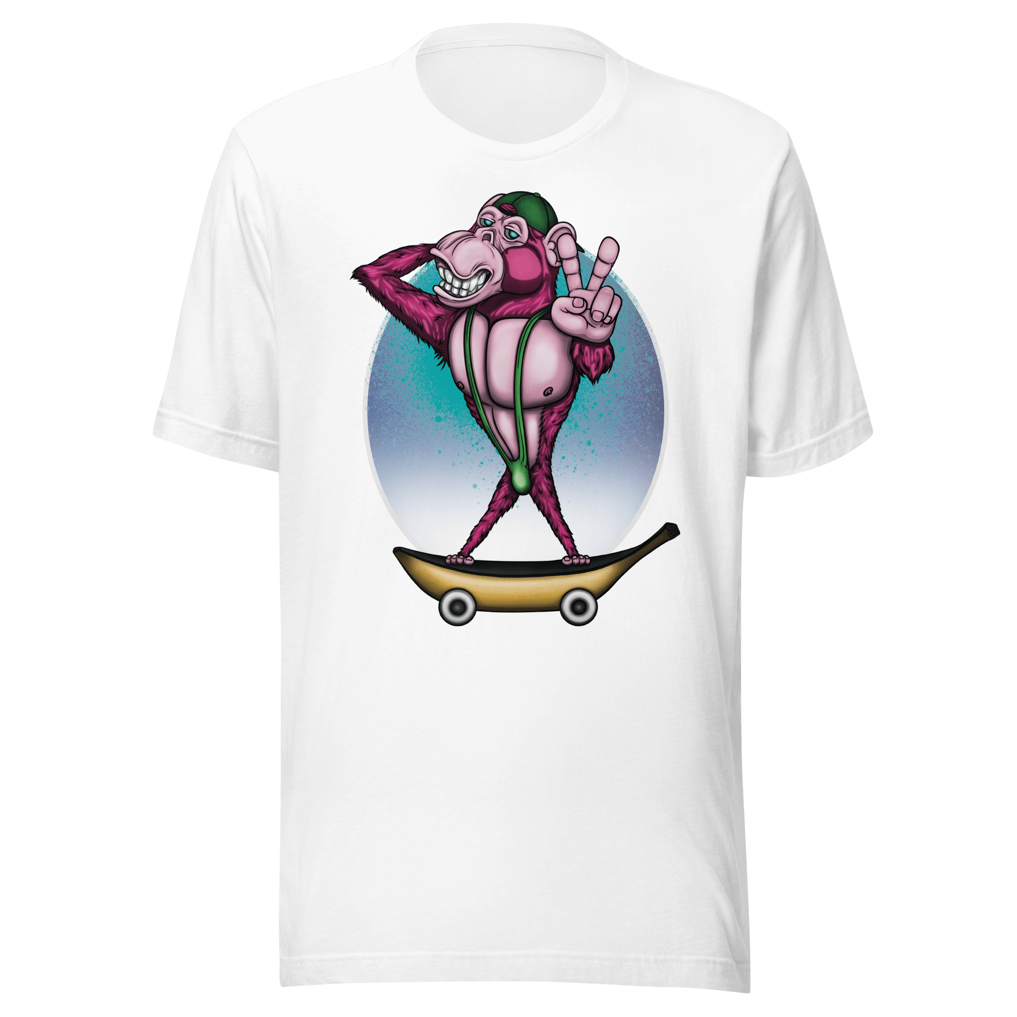 cool skate monkey in cartoon style on white tee