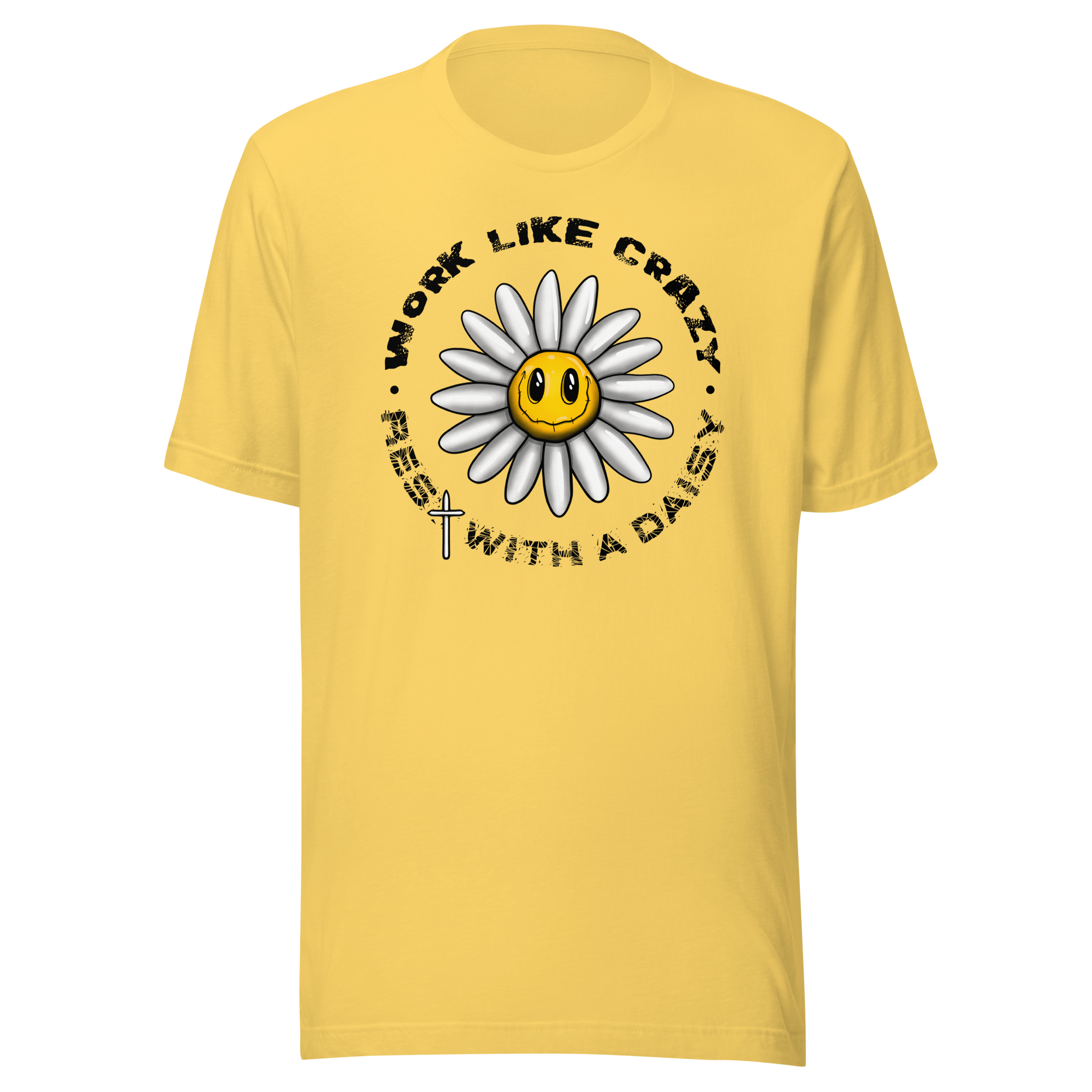 yellow t-shirt with daisy flower drawing