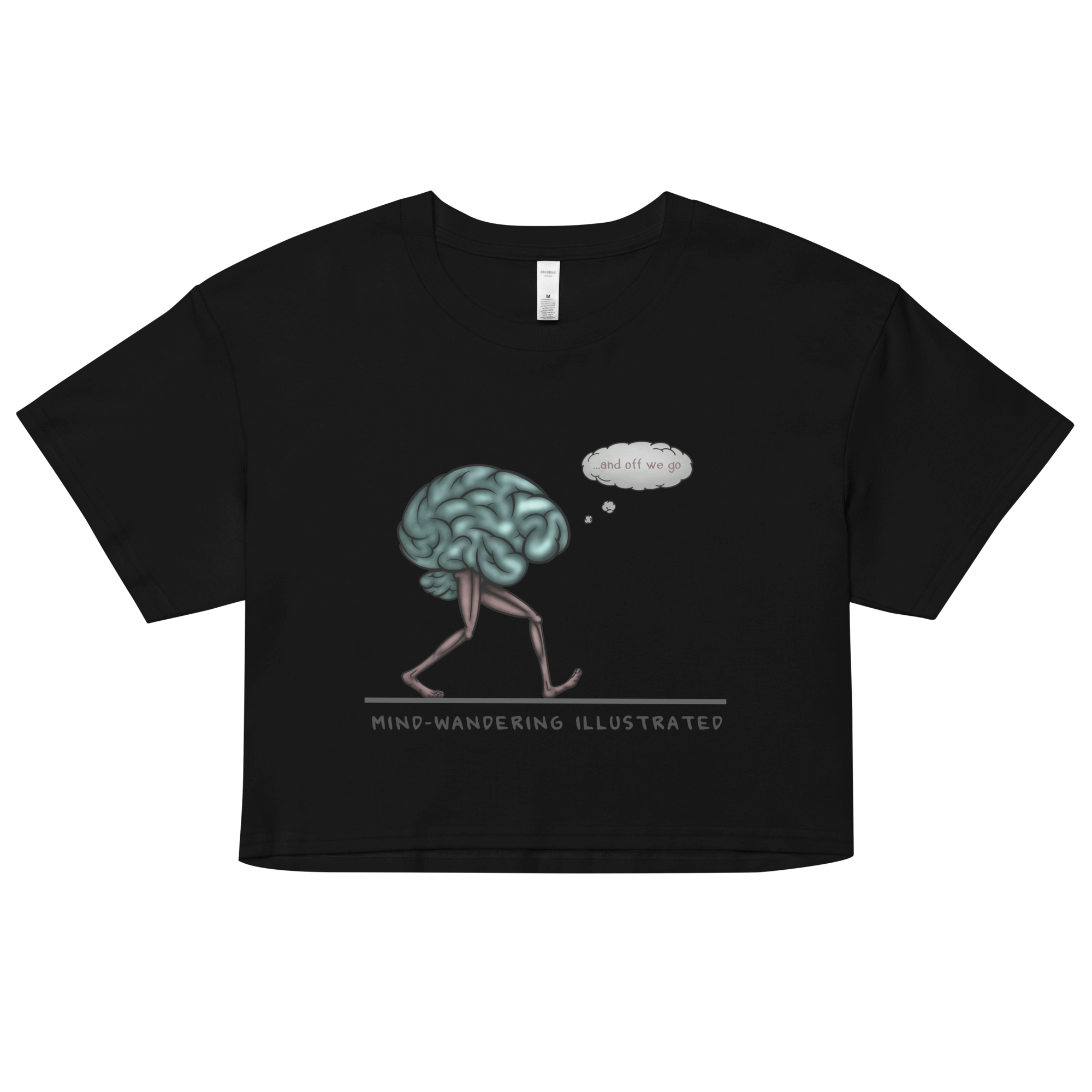 Funny brain with legs woman's crop top black