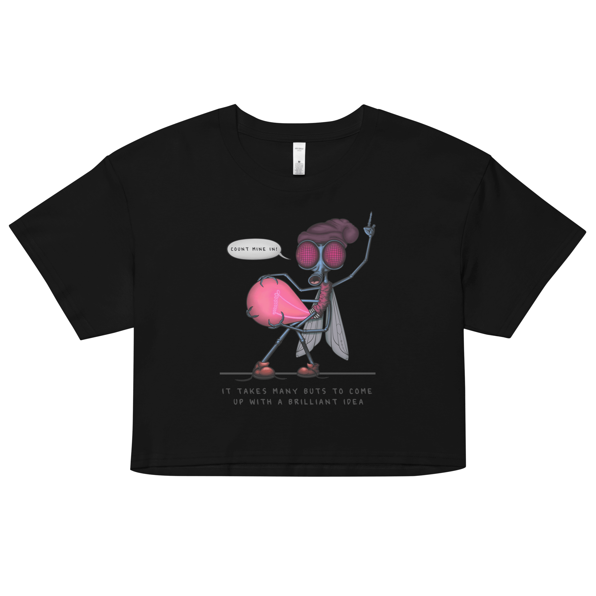 Lightbulb cartoon black crop top