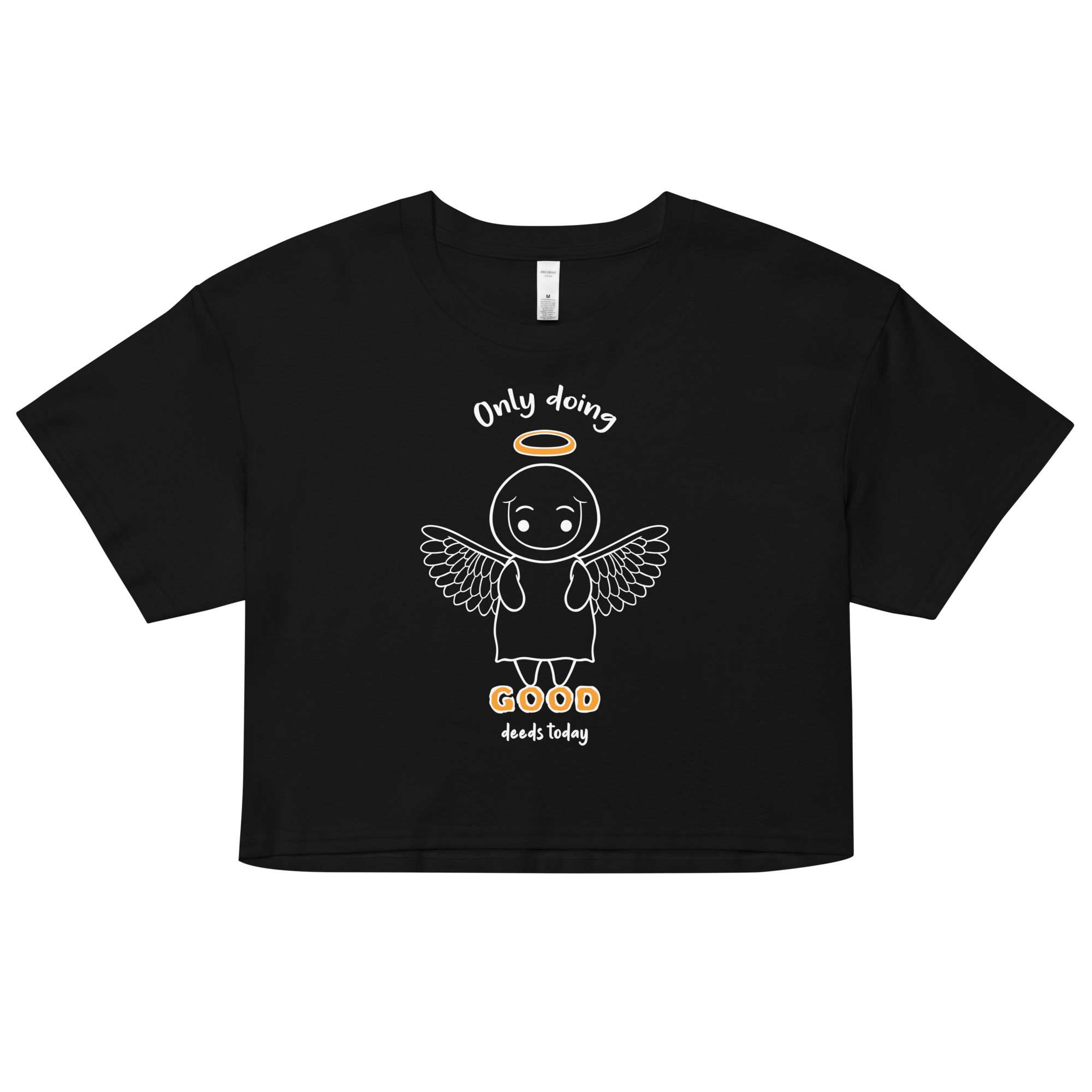 Black crop top with cute cartoon angel