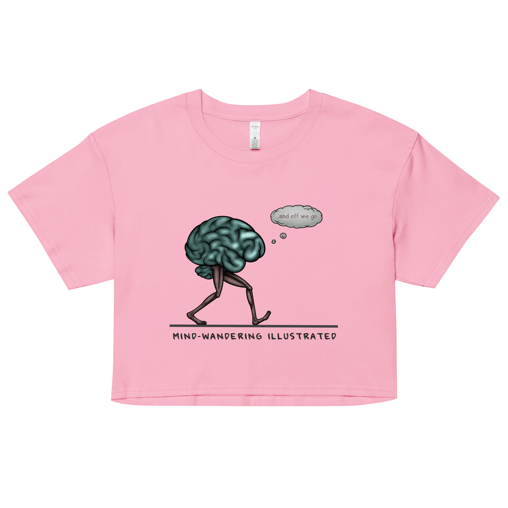 Mind-wandering illustrated crop top pink