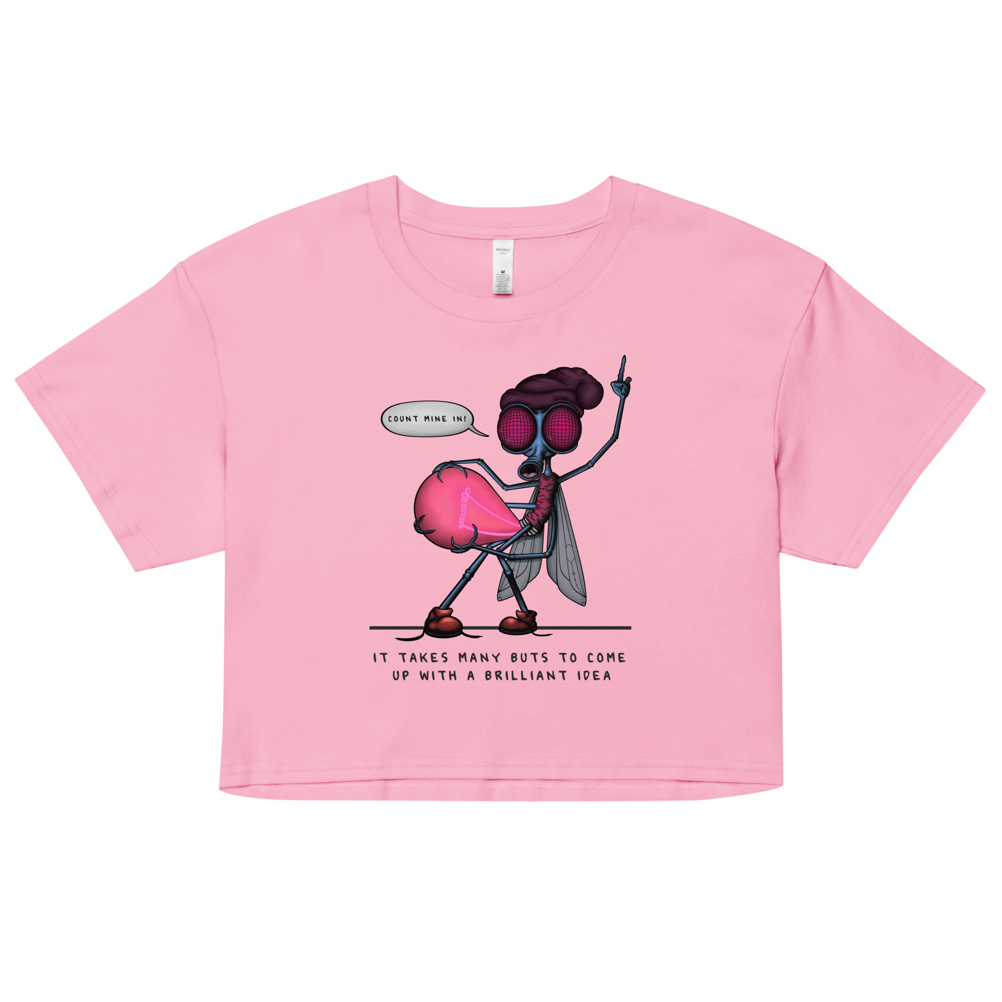 Cool firefly cartoon pink crop top