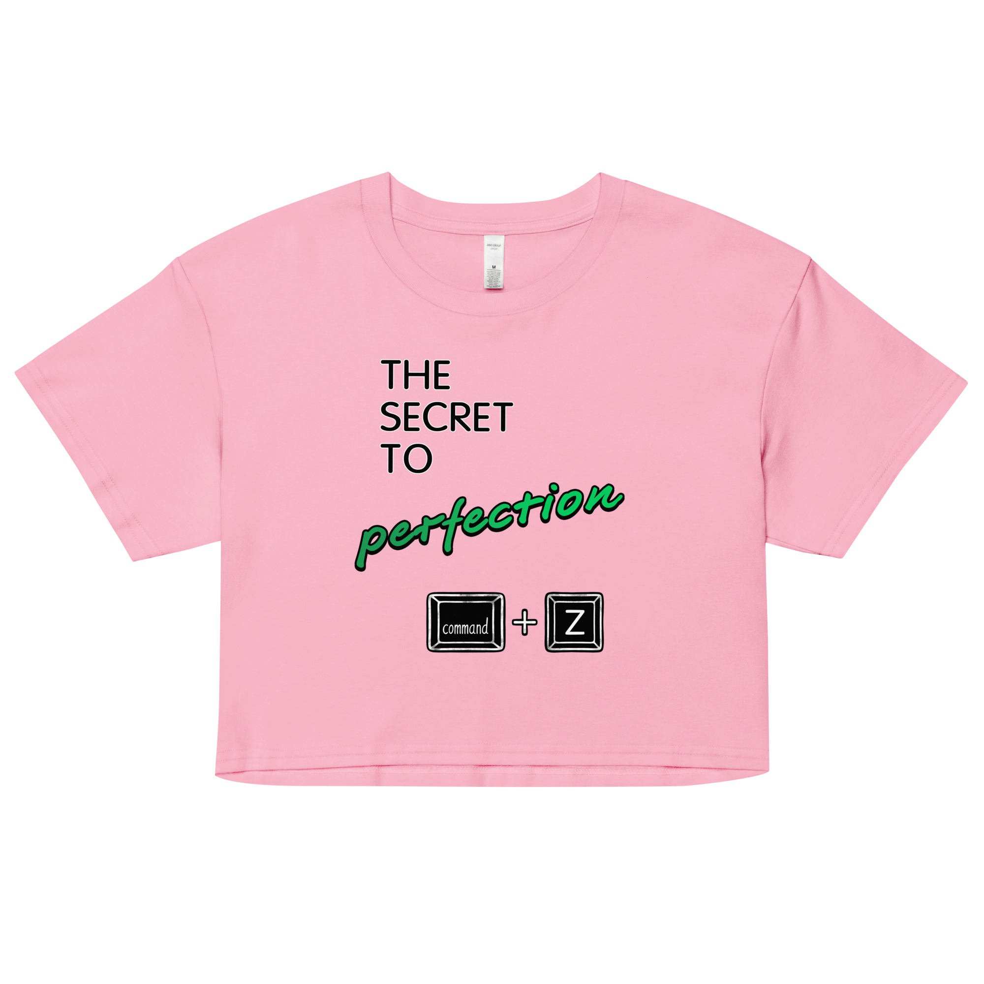 pink crop top with cartoon keyboard command + z