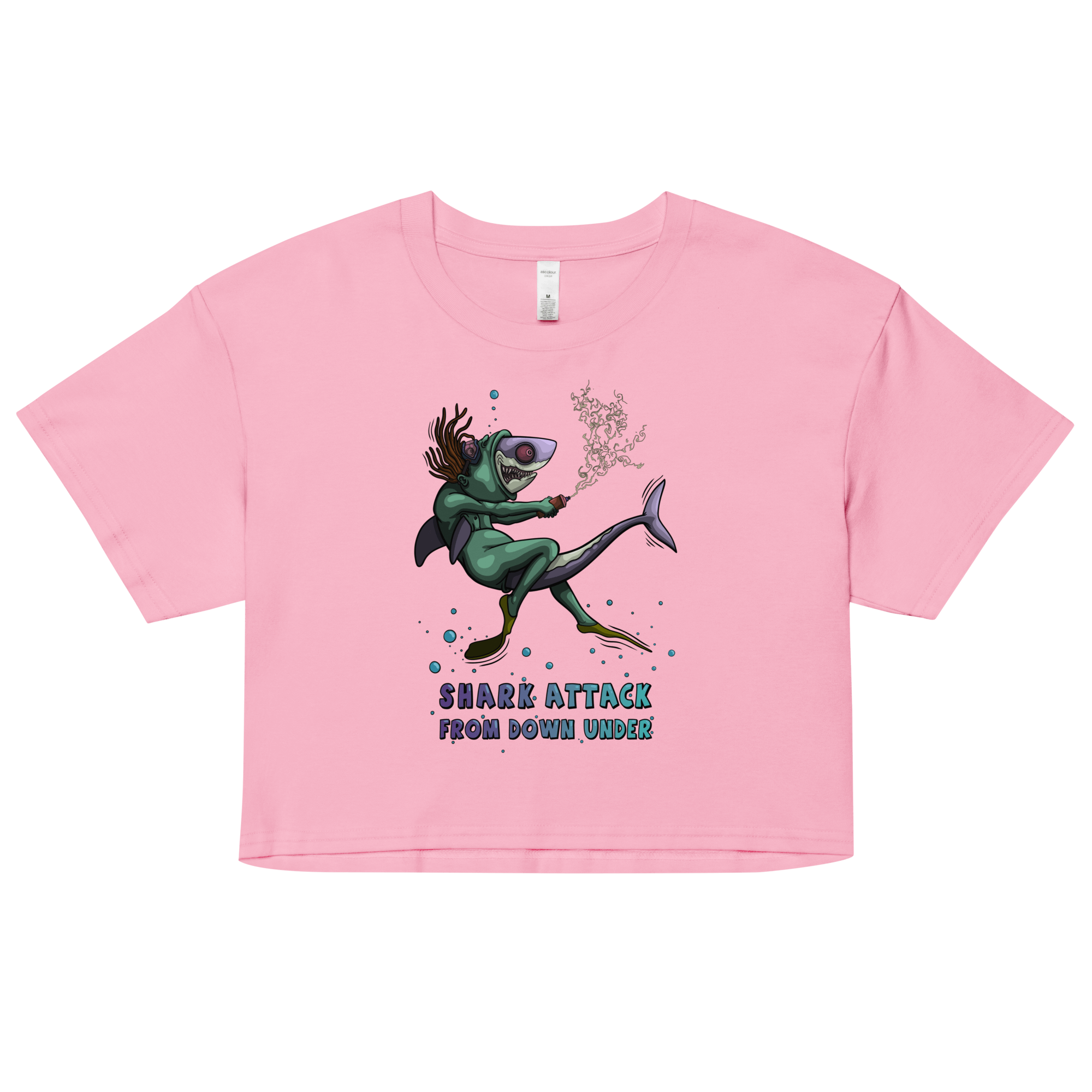 shark attack from down under pink crop top