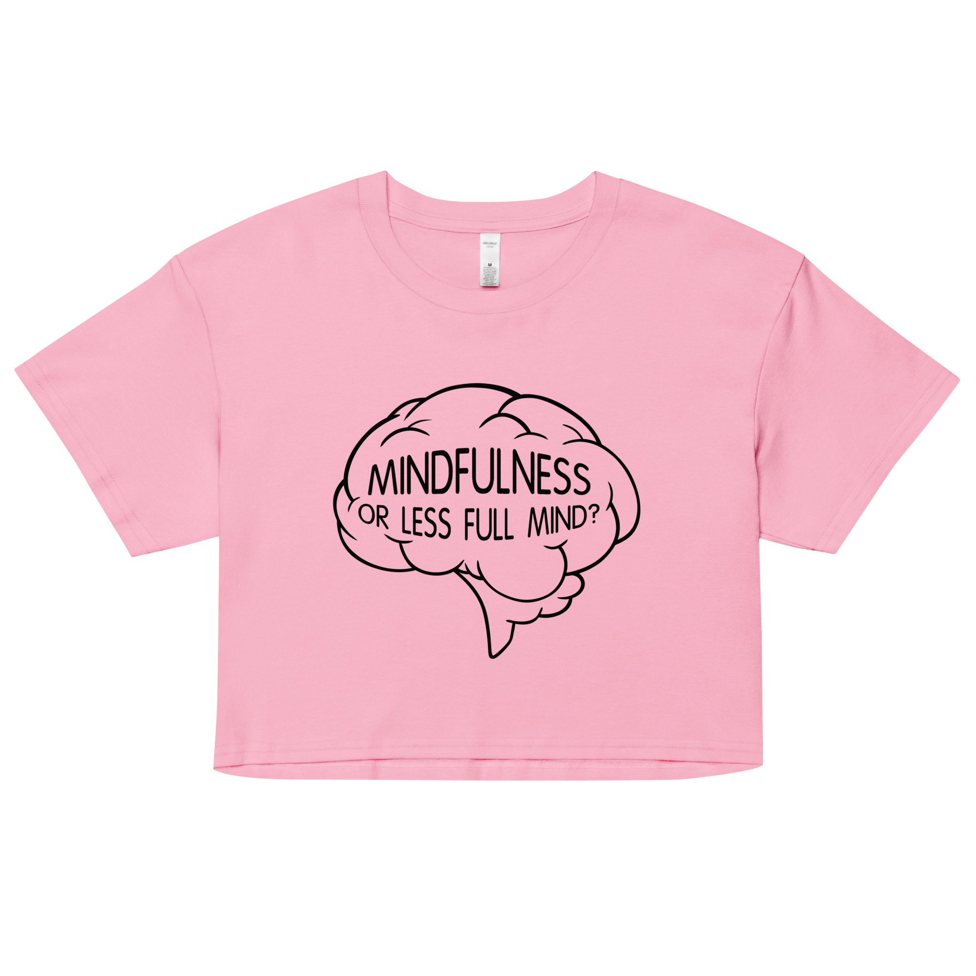 full mind cartoon brain on pink crop top for women