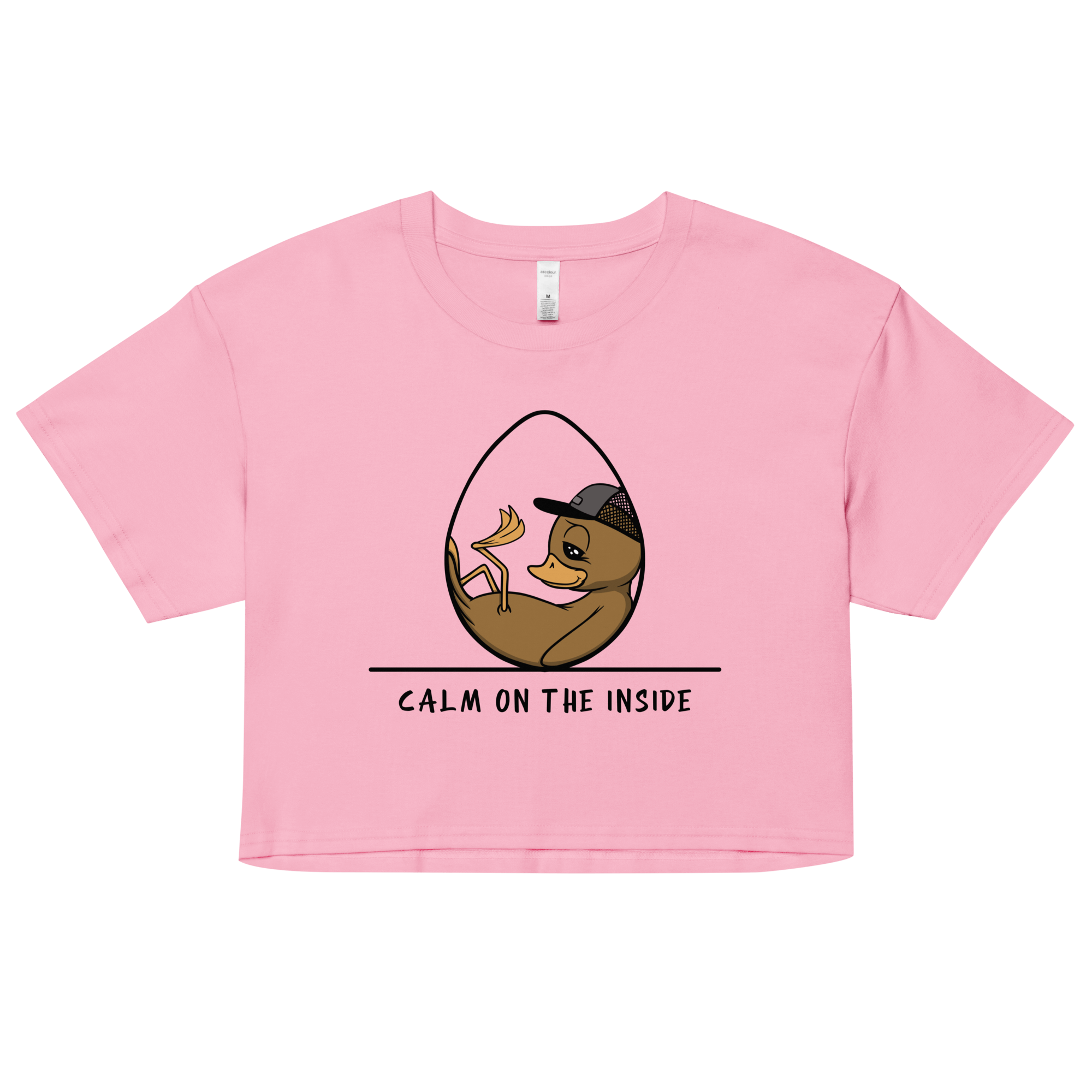 cool cartoon baby duck on pink women’s crop top