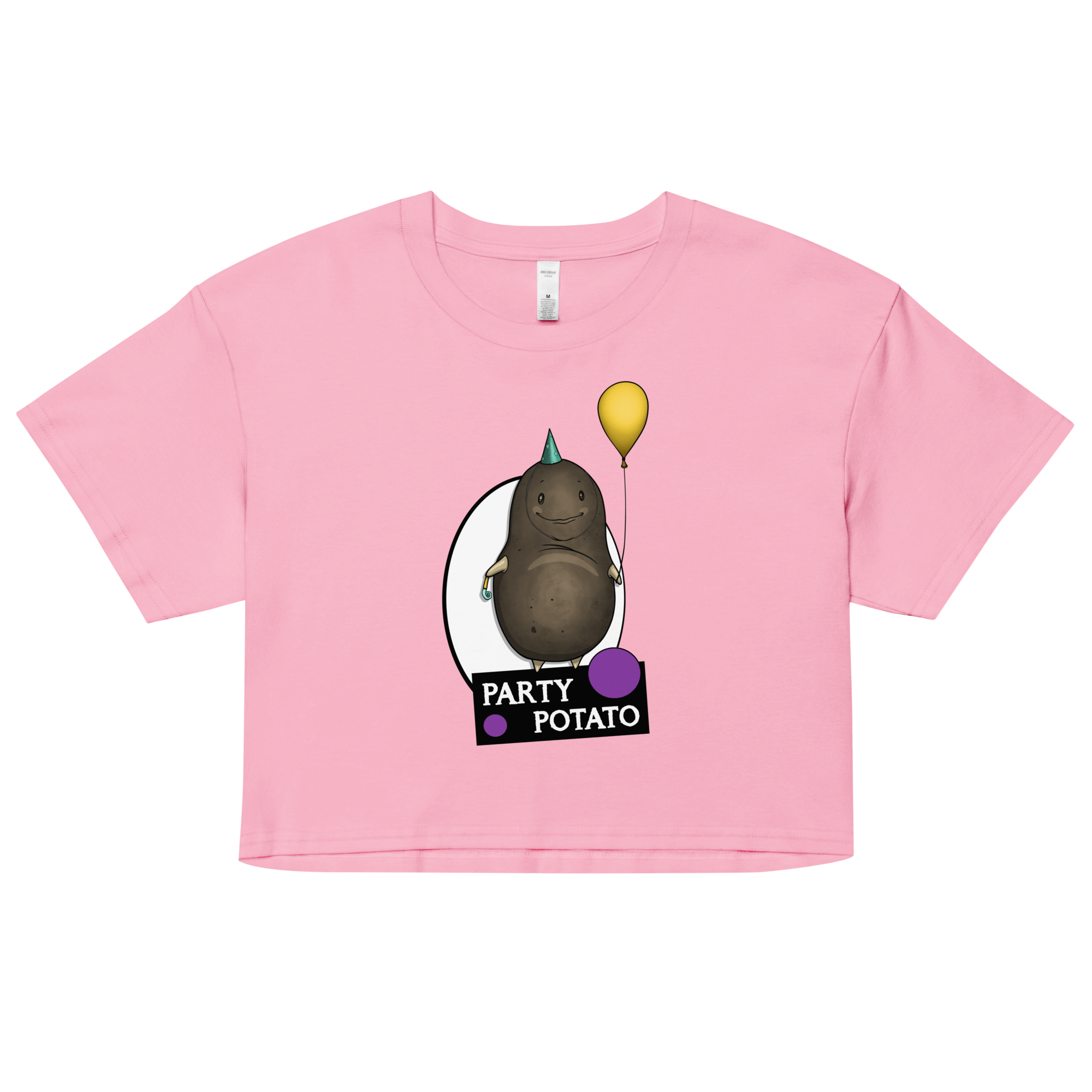 cartoon party potato on Women’s Crop Top pink