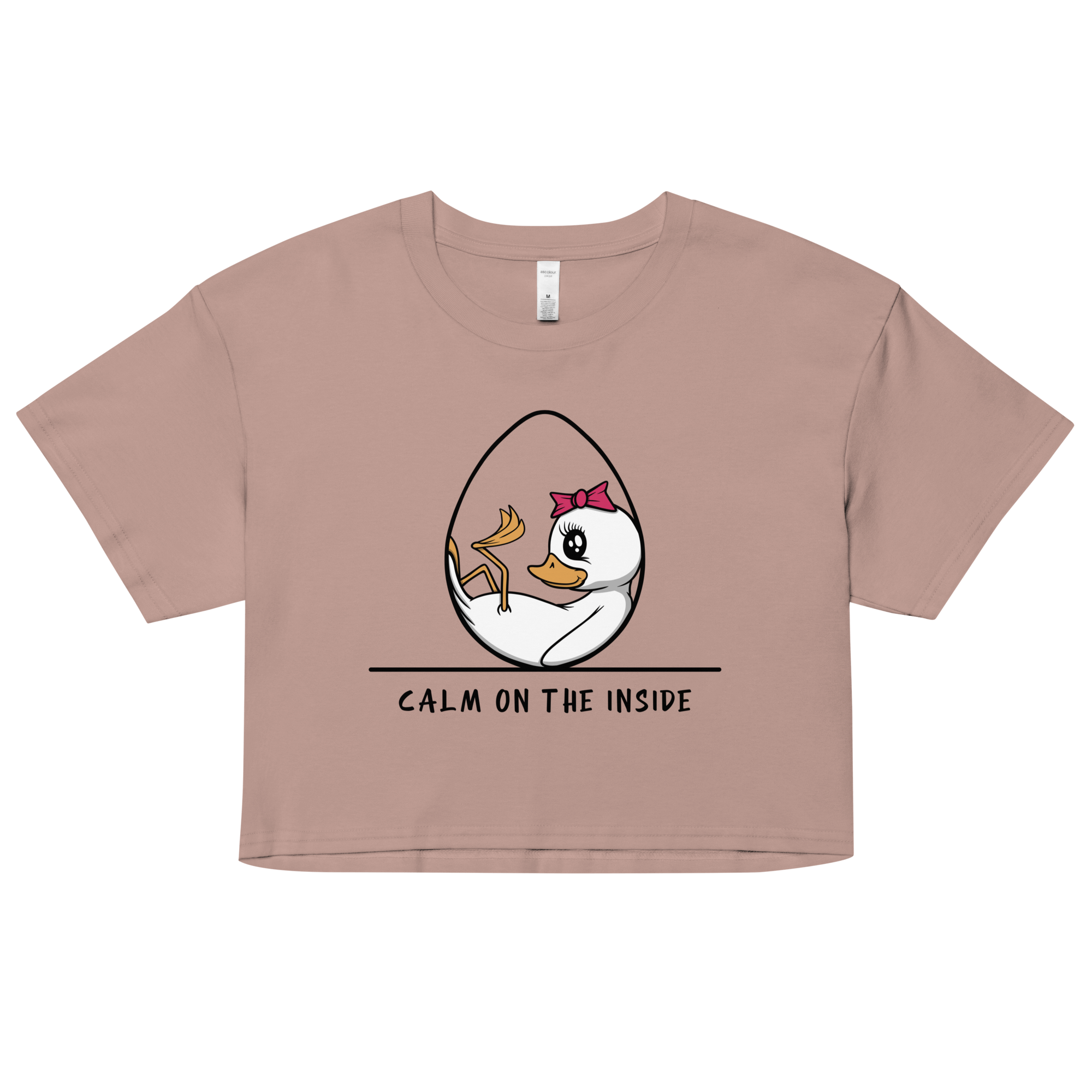 cool cartoon baby duck on pink women’s crop top