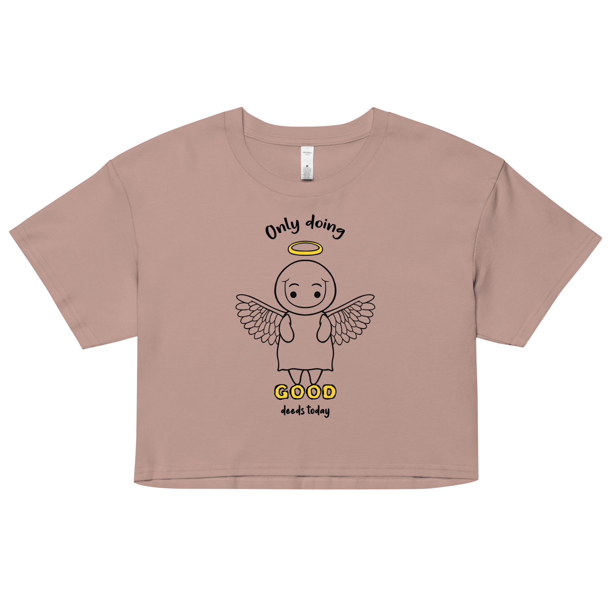 only doing good deeds cartoon pink women’s crop top