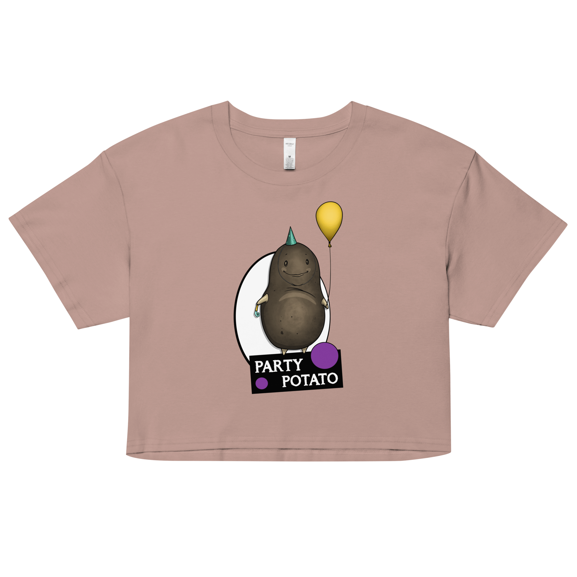 Party Potato drawing on Women’s Crop Top pink