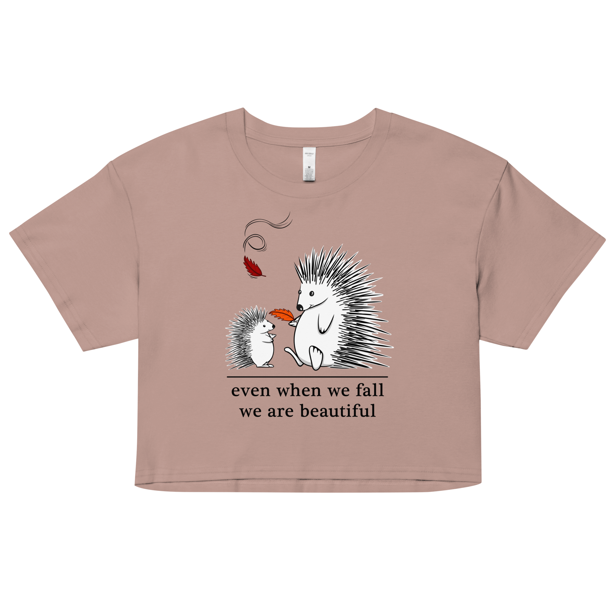 Cute hedgehog design on women’s crop top pink