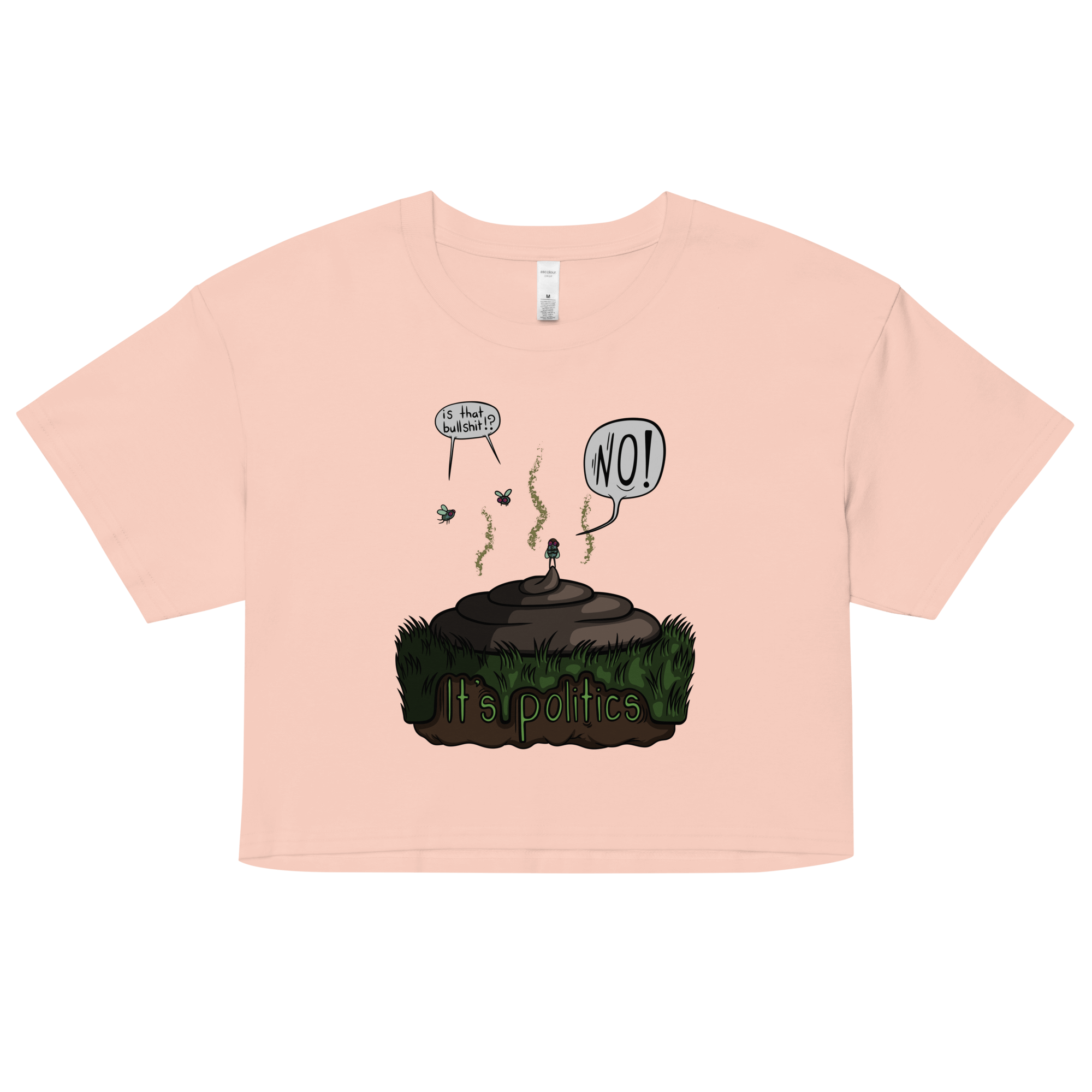 funny cartoon politics pink woman's crop top