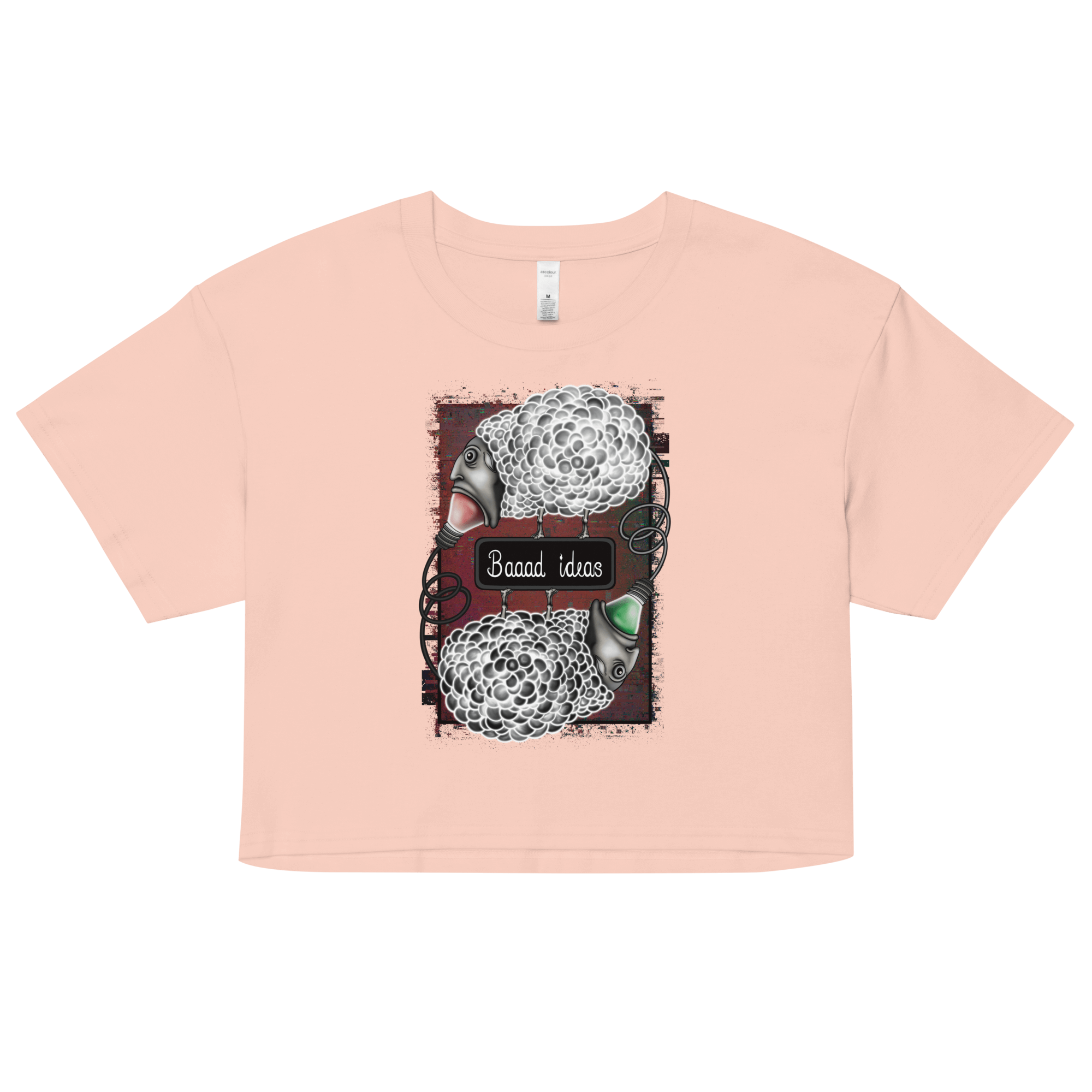 pink crop top with hand drawn sheep