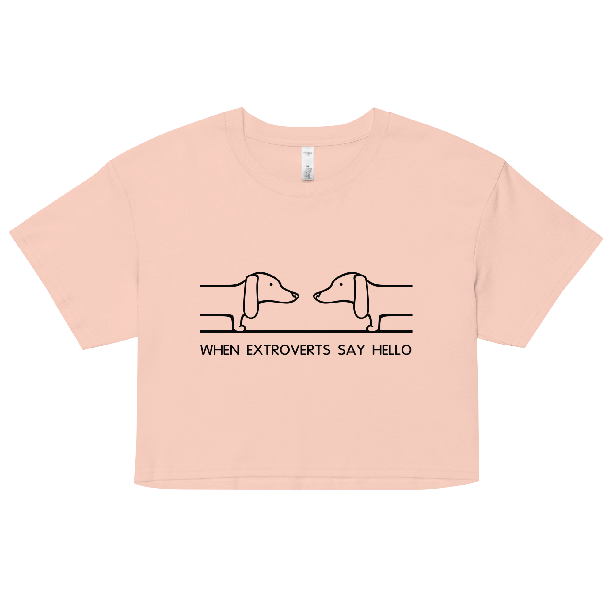 cute cartoon dog crop top pink for extroverts