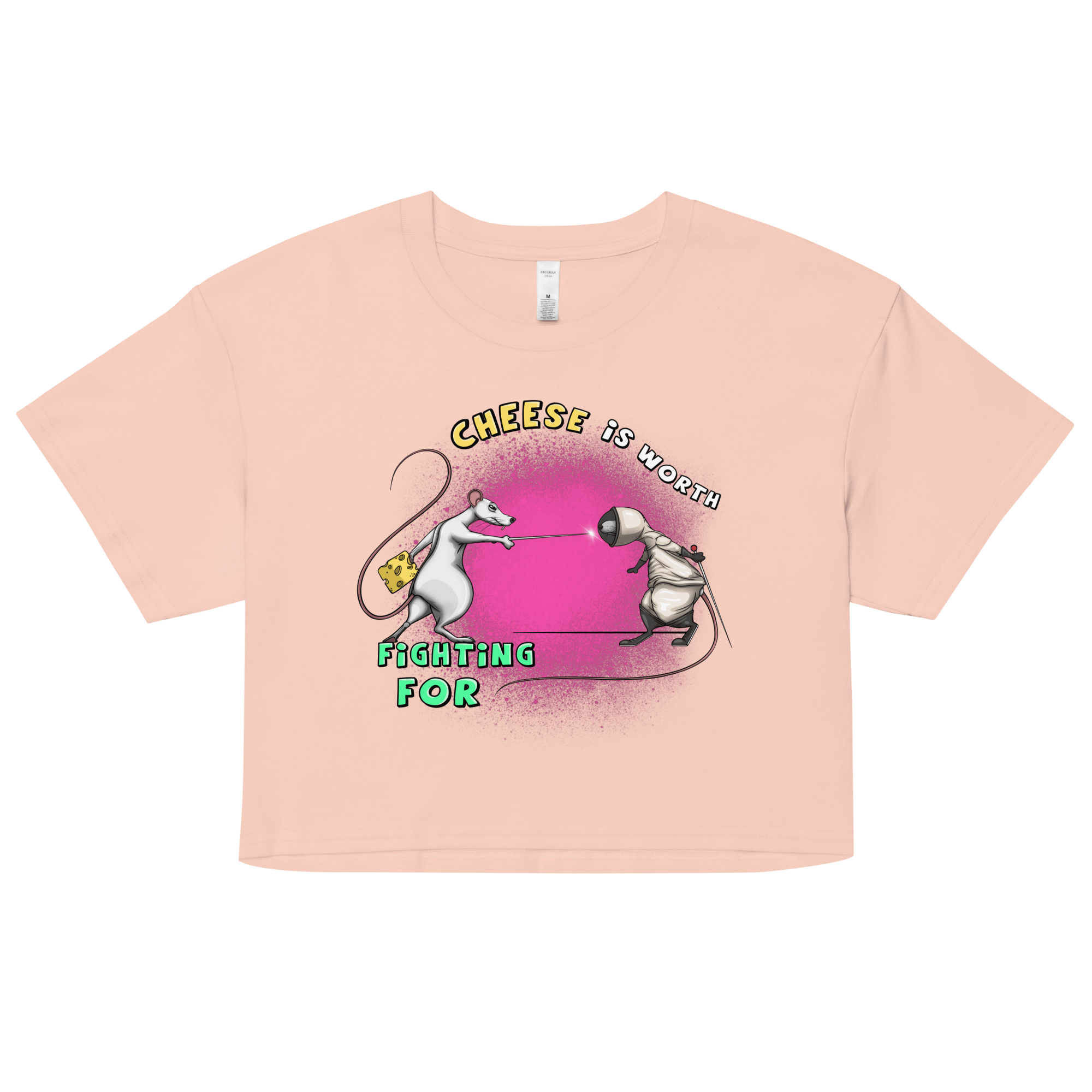 Cheese is worth fighting for on pink women’s crop top