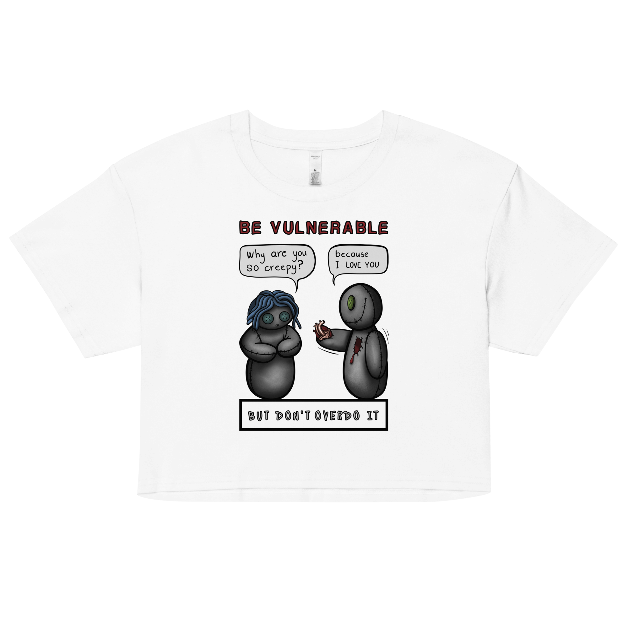 be vulnerable voodoo doll love white crop top