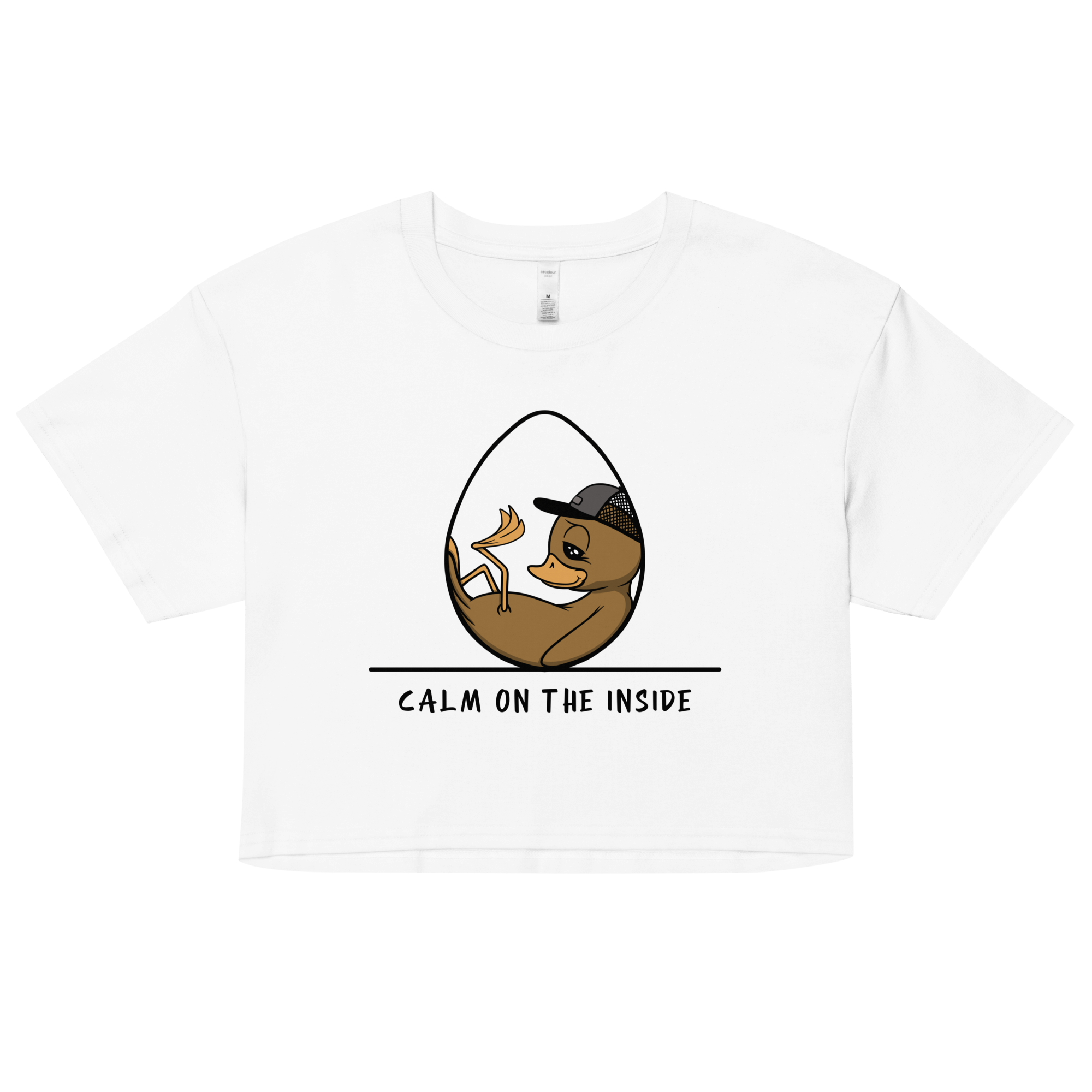 cute baby duckling drawing on white crop top