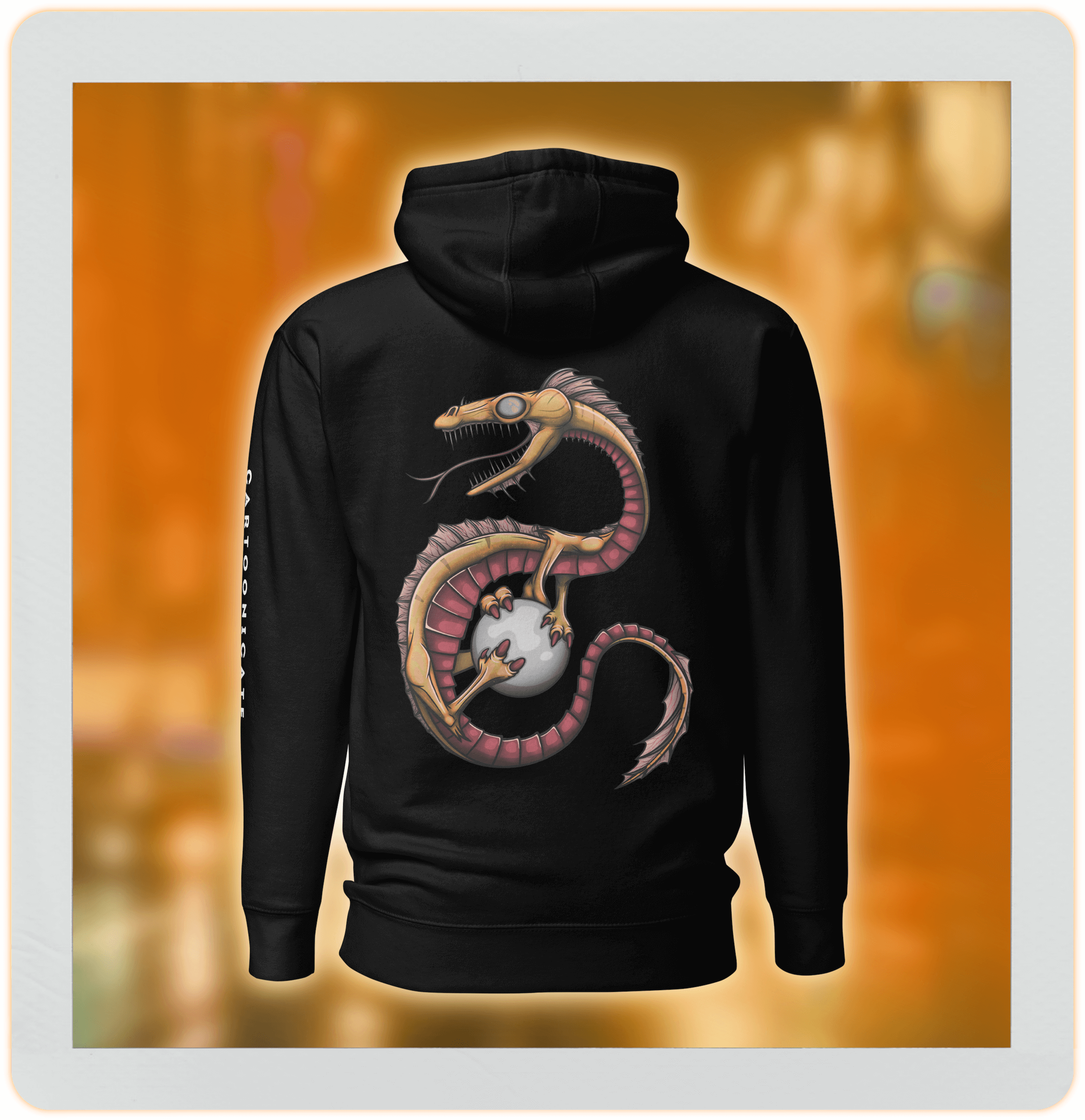 epic dragon design on black hoodie