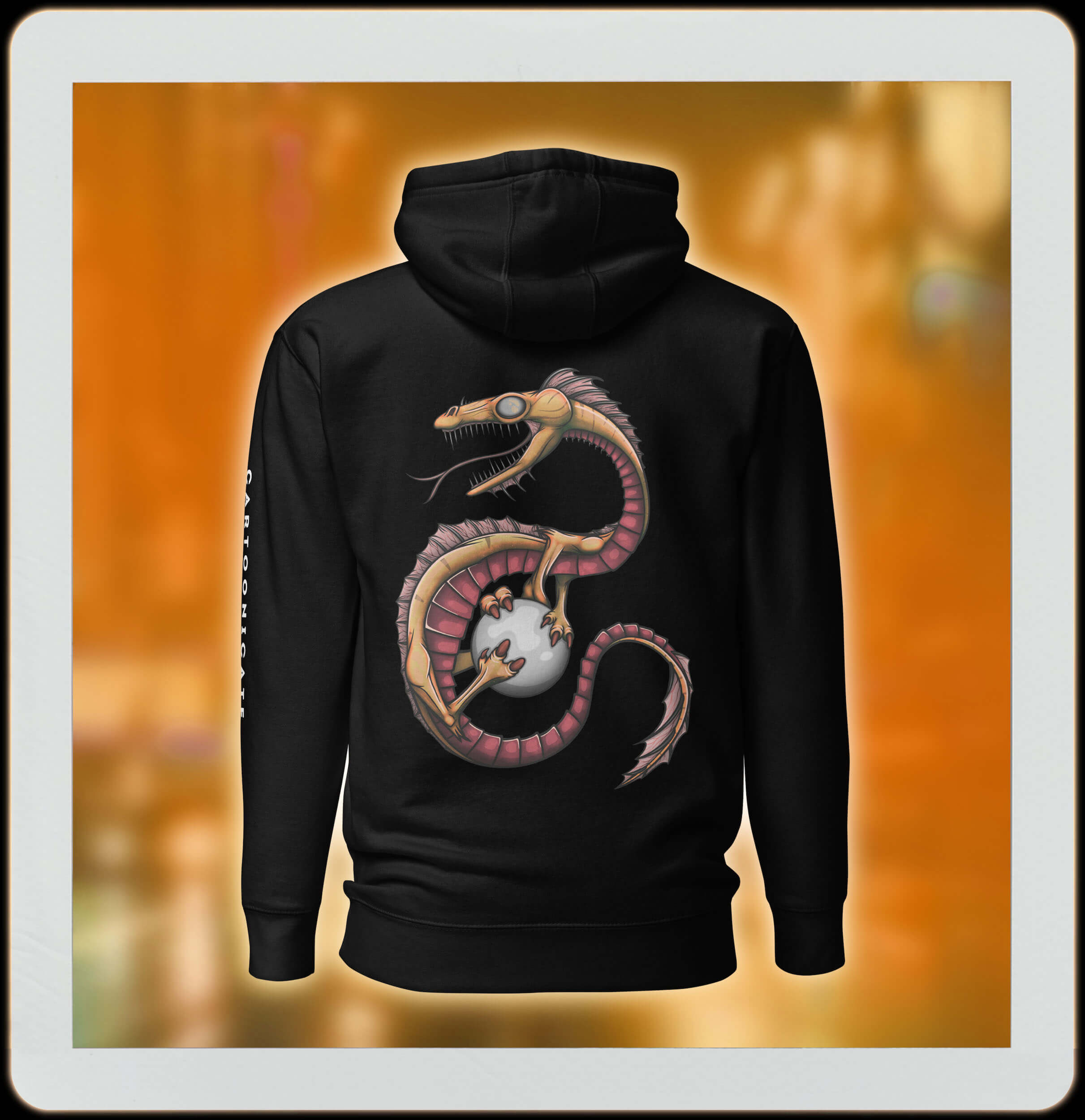 epic dragon design on black hoodie